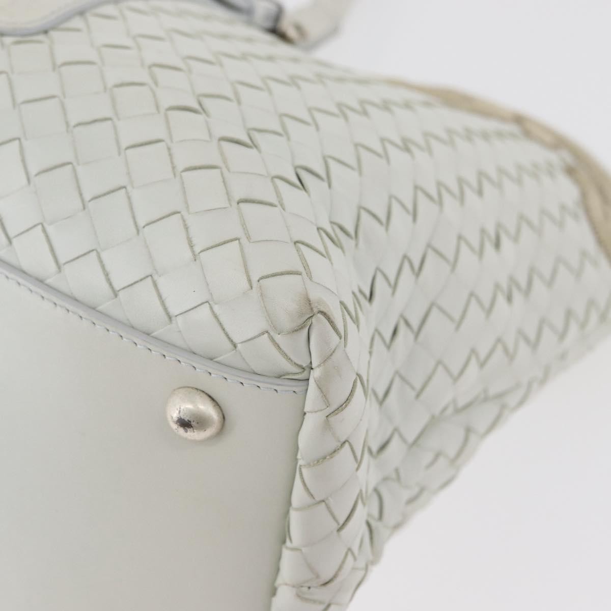 Bottega Veneta Belted Cabas Tote Intrecciato Nappa With Stitched Detail White Leather Tote Bag Bag (Pre-Owned)