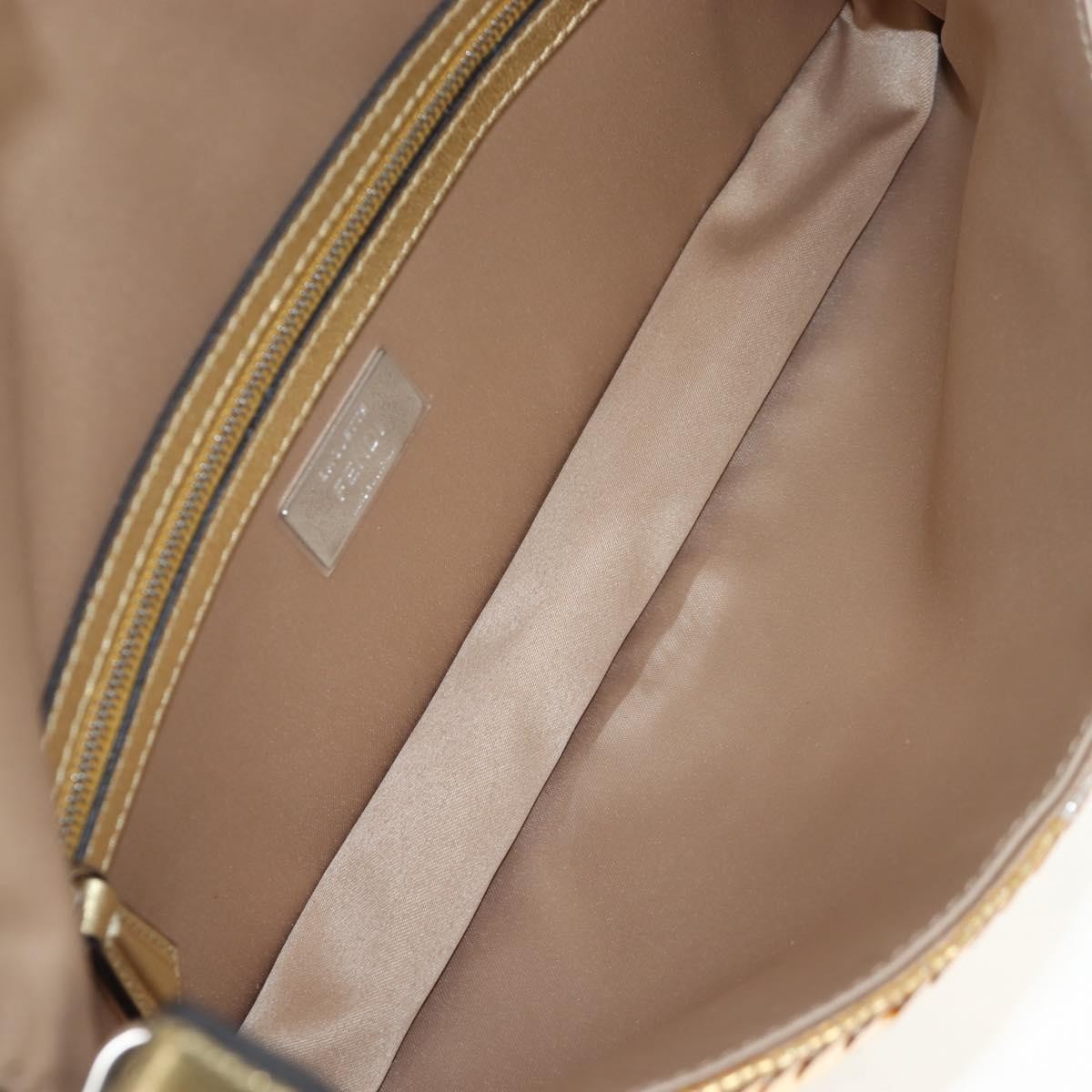Fendi Mamma Baguette Zucca Jacquard Velvet Gold Leather Shoulder Bag Bag (Pre-Owned)
