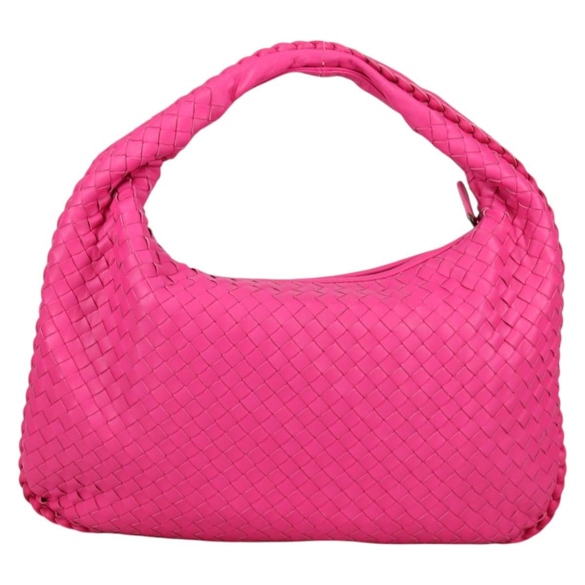 Bottega Veneta Veneta Hobo Intrecciato Nappa Pink Leather Bag (Pre-Owned)