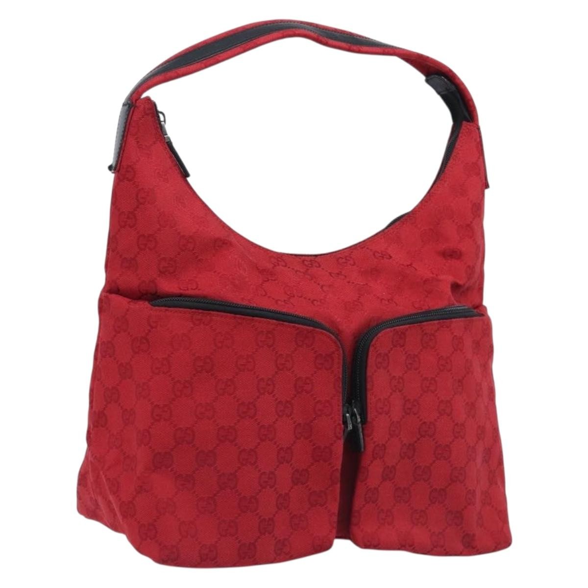 Gucci Double Pocket Zip Hobo Gg Canvas Red Canvas Shoulder Bag Bag (Pre-Owned)