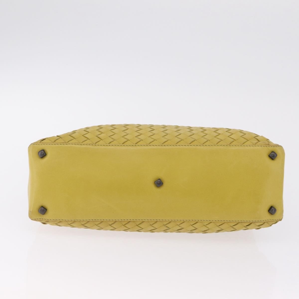 Bottega Veneta Belted Intrecciato Nappa Yellow Leather Tote Bag Bag (Pre-Owned)