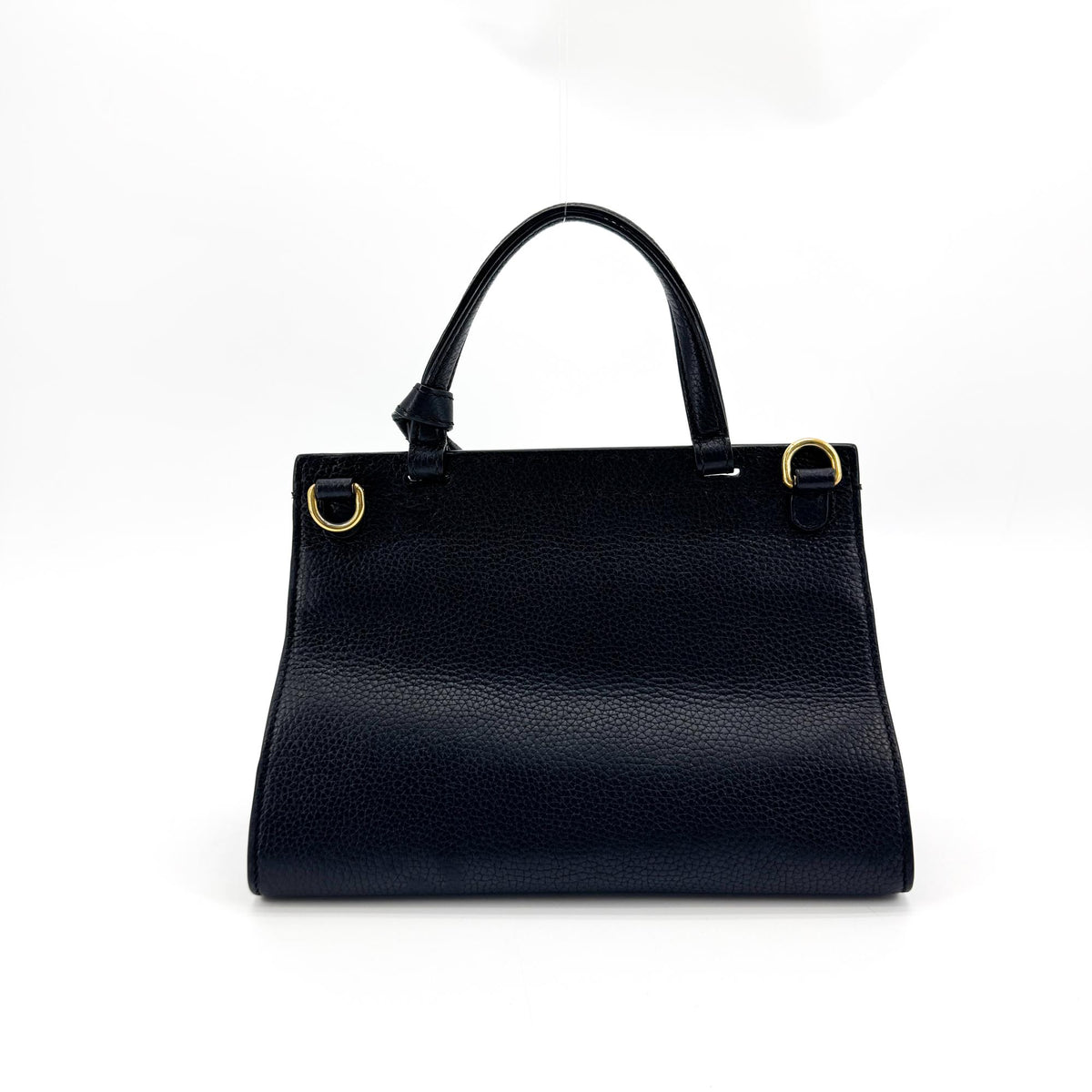 Gucci Gg Marmont Top Handle Leather Black Leather Handbag (Pre-Owned)