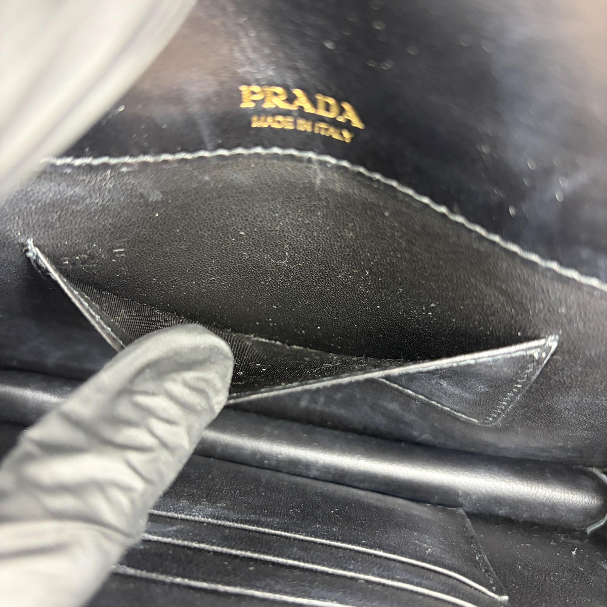 Prada Envelope Clutch Saffiano Leather Black Leather Clutche & Pouche Bag (Pre-Owned)