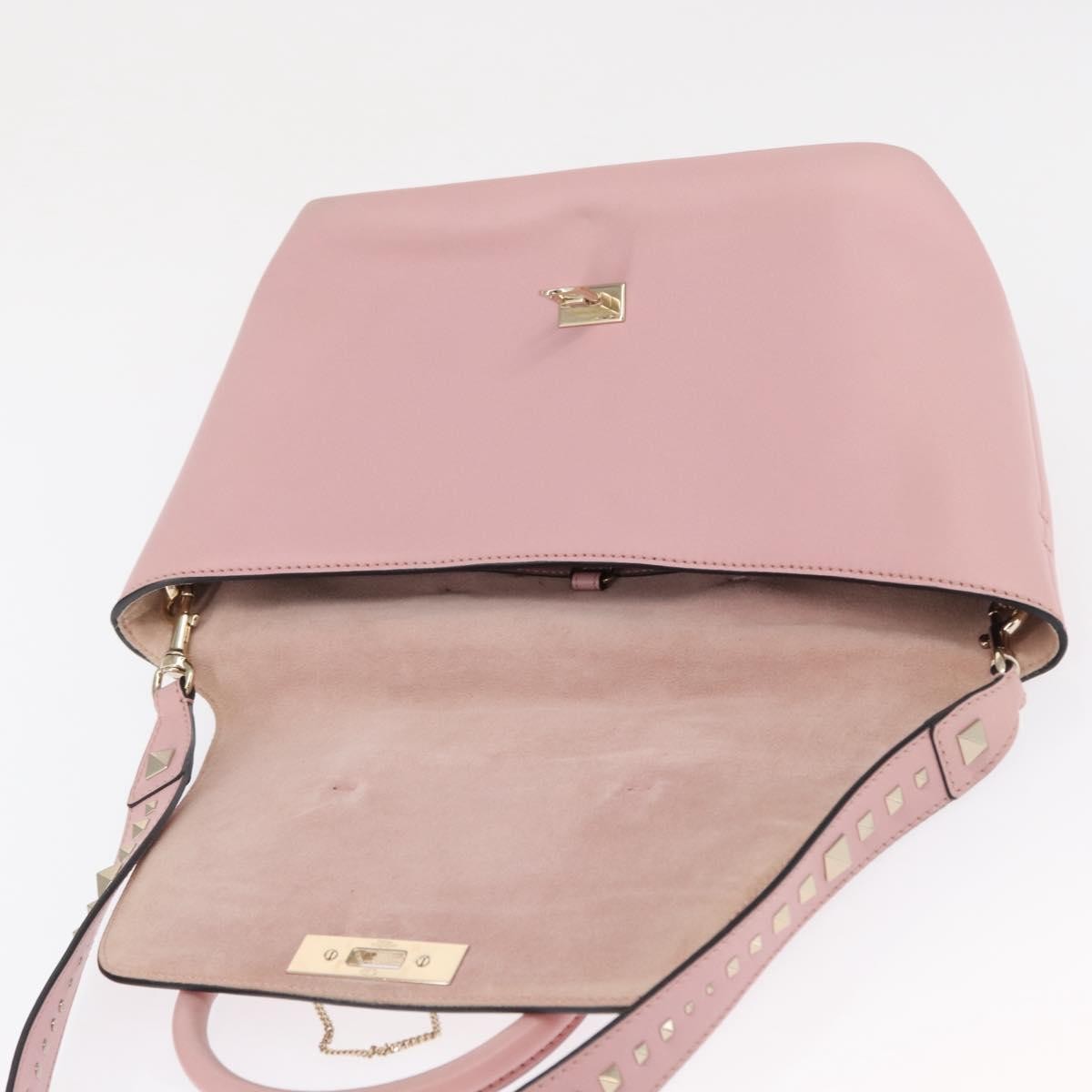 Valentino Garavani Demilune Flap Satchel Leather Pink Leather Handbag (Pre-Owned)