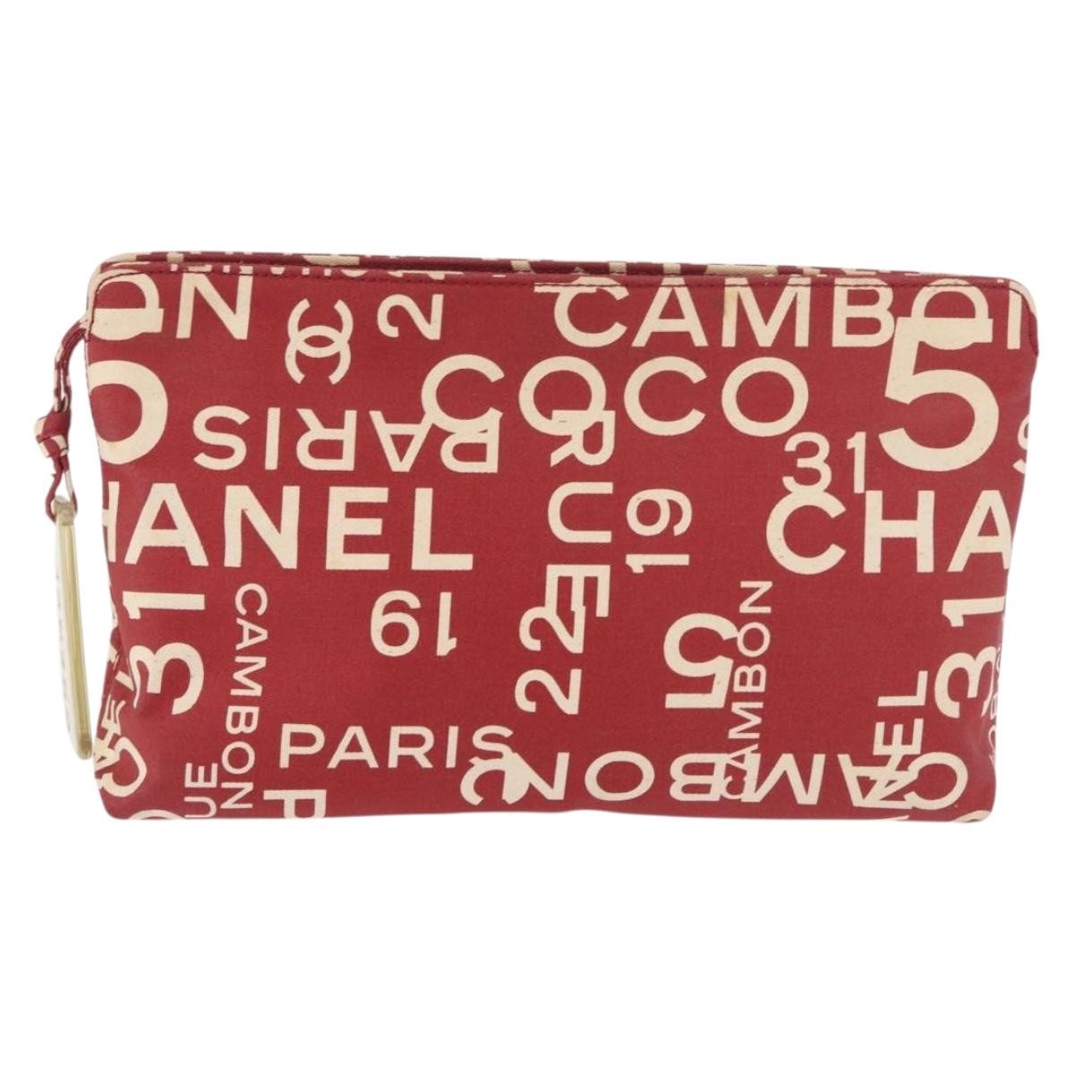 Chanel Vintage Clutch Canvas Red Canvas Clutche & Pouche Bag (Pre-Owned)