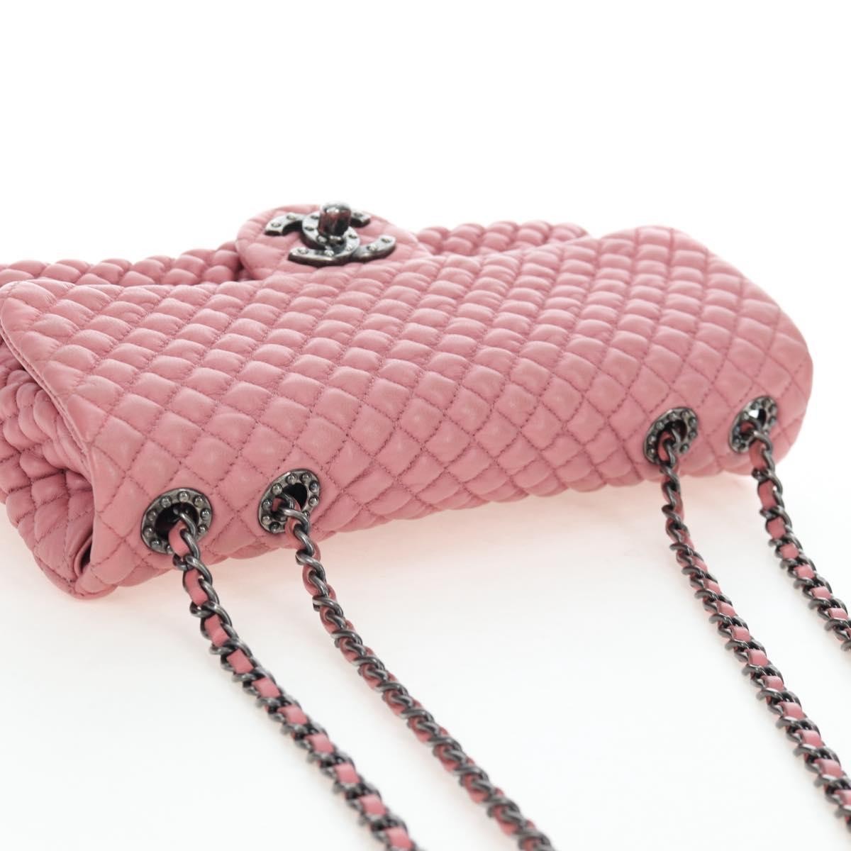 Chanel Flap Shoulder Quilted Lambskin Pink Leather Shoulder Bag Bag (Pre-Owned)