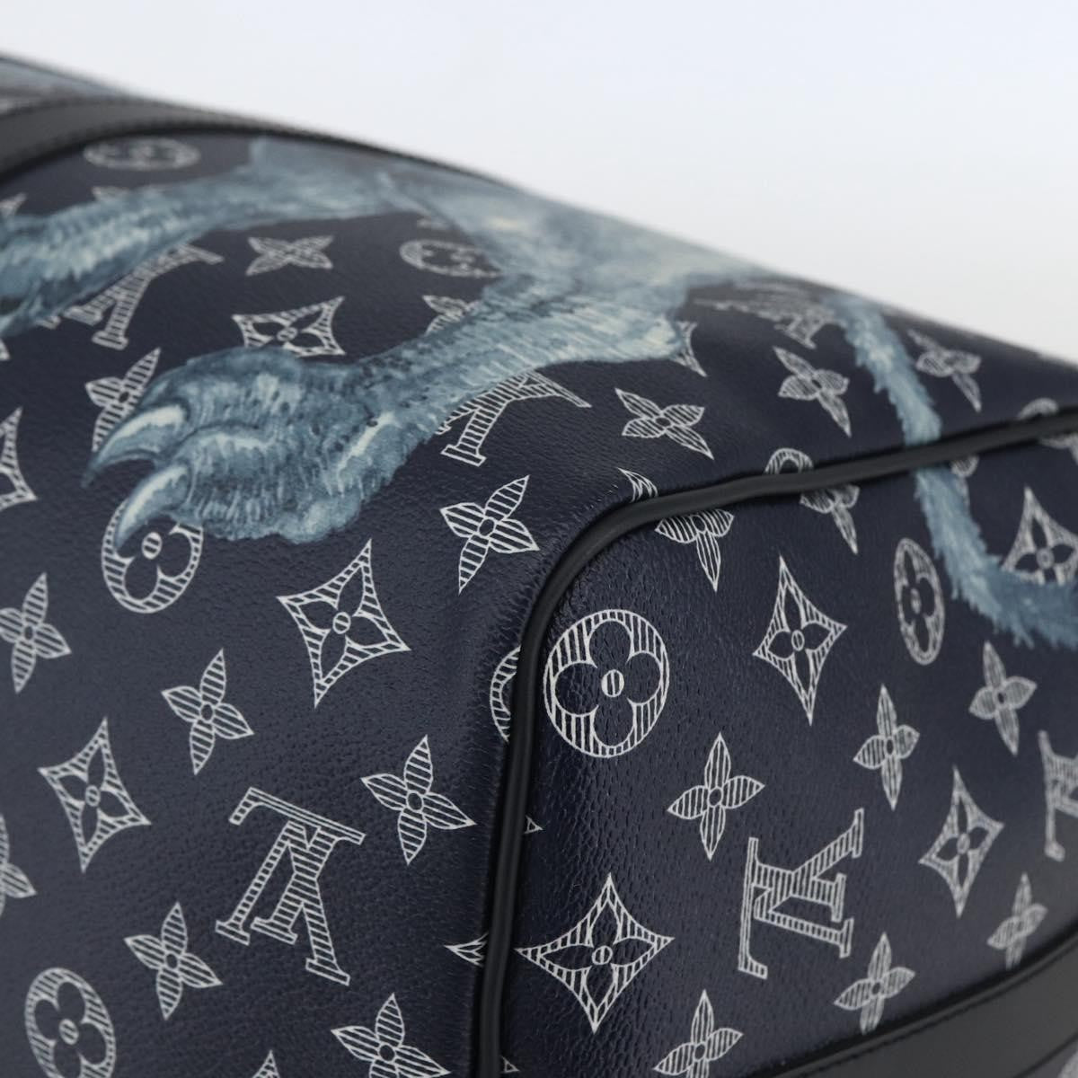 Louis Vuitton Keepall Bandouliere Limited Edition Chapman Savane Monogram Canvas Navy Canvas Travel Bag Bag (Pre-Owned)