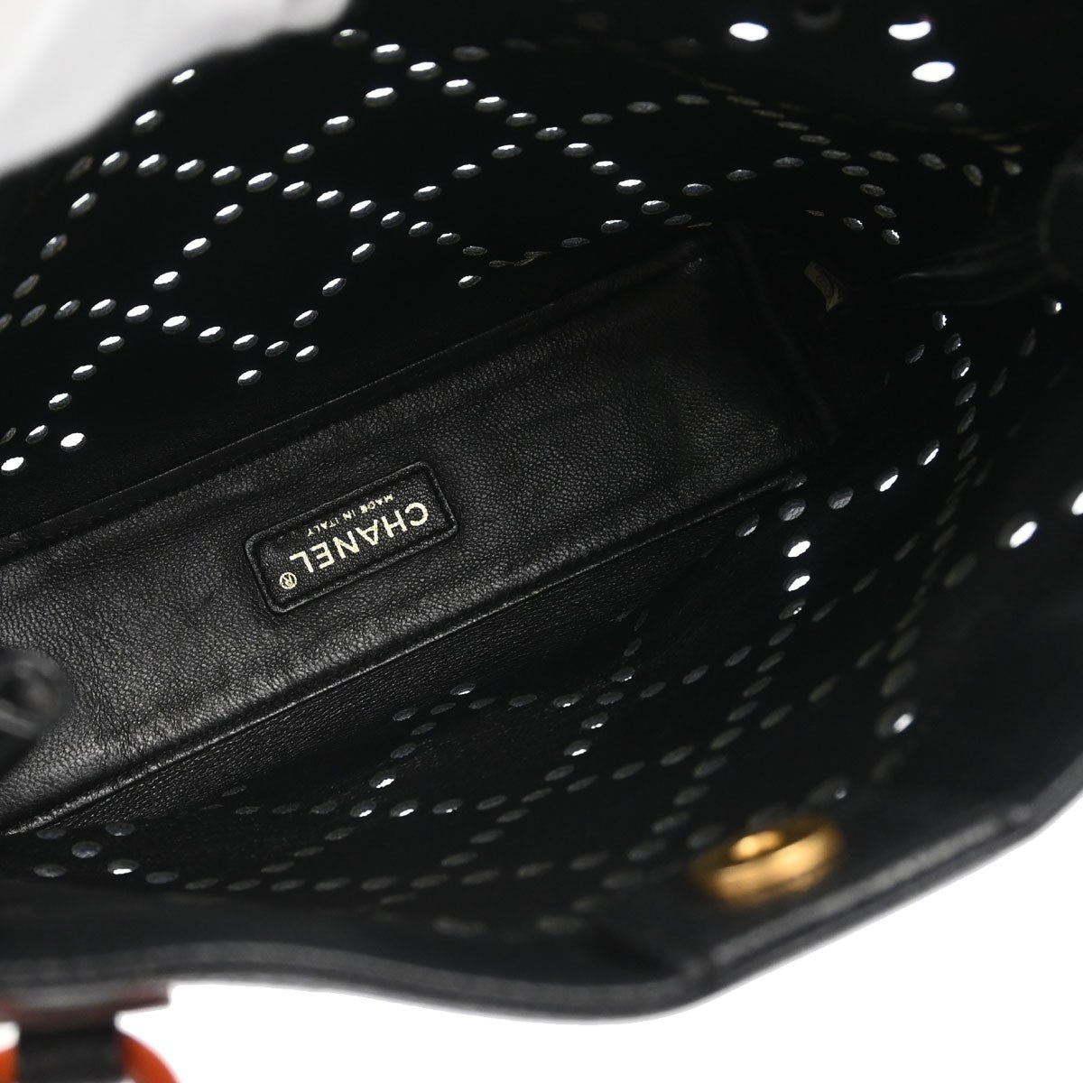 Chanel Vintage Resin Chain Shopping Tote Quilted Caviar Black Leather Tote Bag Bag (Pre-Owned)