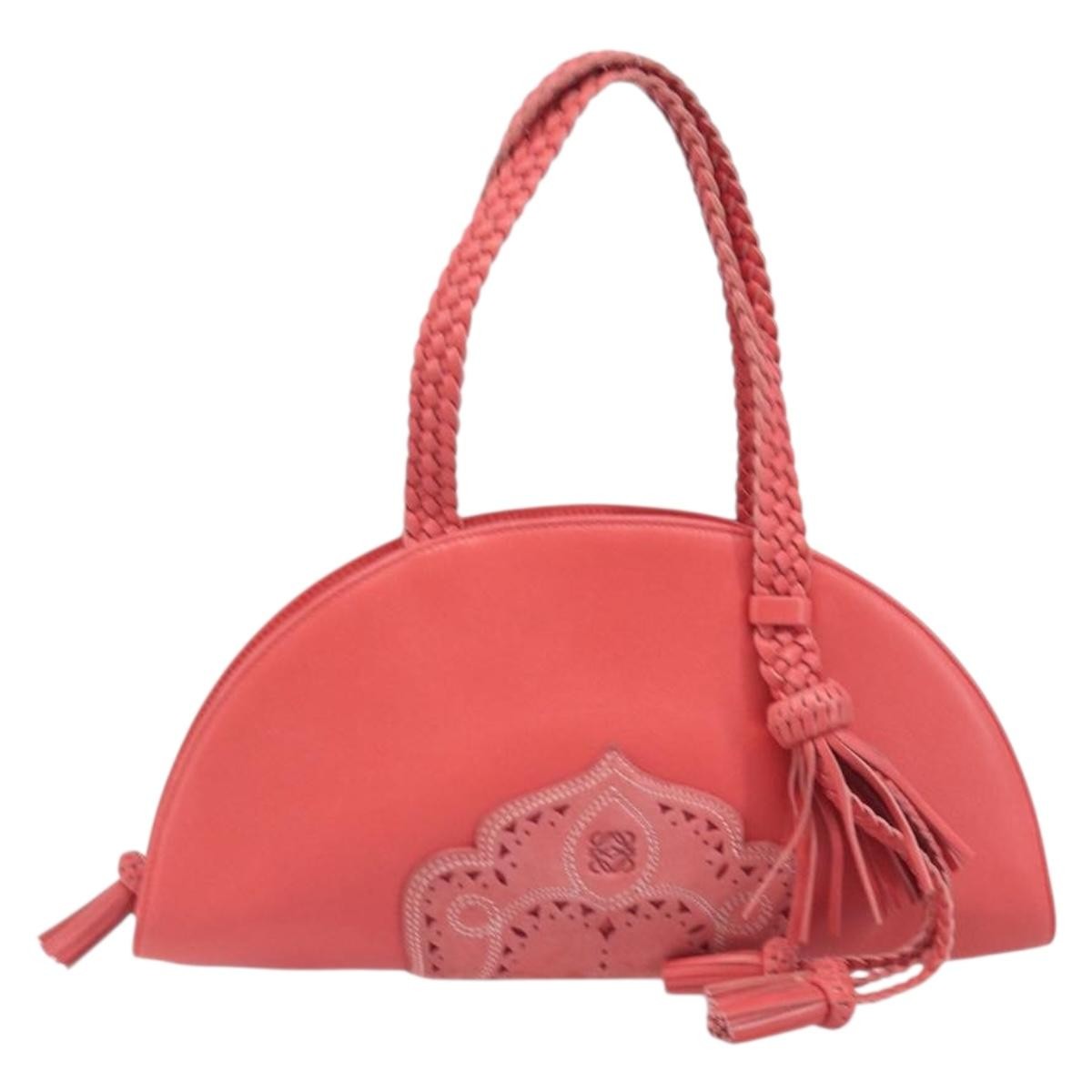 Loewe Shoulder Bag Leather Pink Leather Shoulder Bag Bag (Pre-Owned)