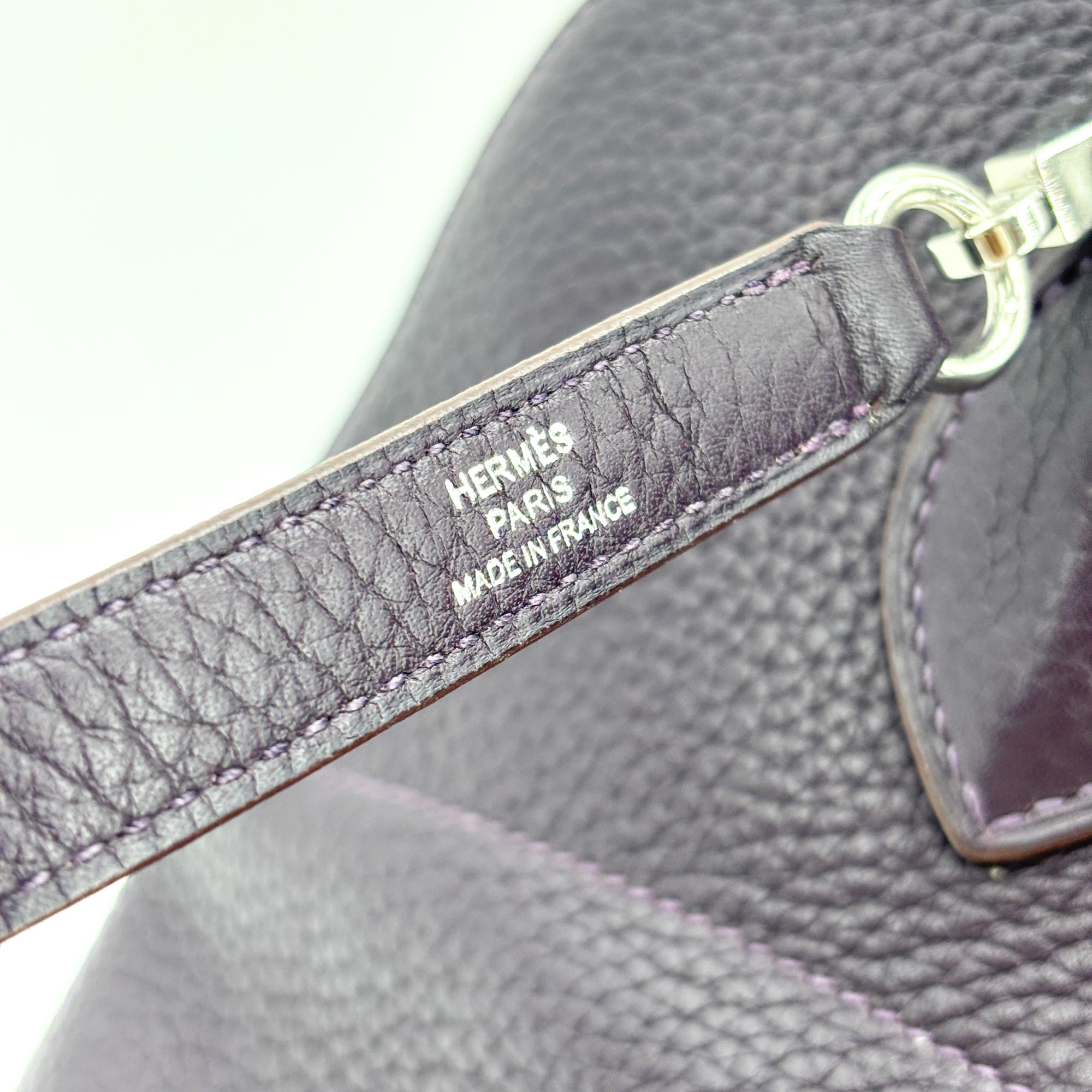 Hermes Bolide Clemence Purple Leather Handbag (Pre-Owned)