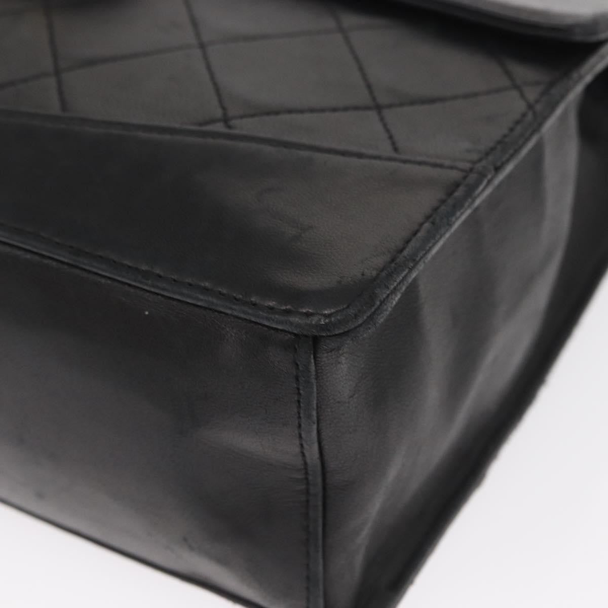 Chanel Vintage Mademoiselle Lock Trapezoid Flap Quilted Lambskin Black Leather Shoulder Bag Bag (Pre-Owned)