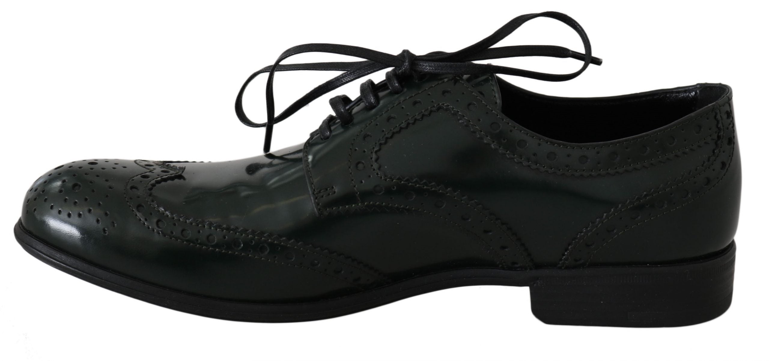 Dolce & Gabbana Green Leather Broque Oxford Wingtip Women's Shoes