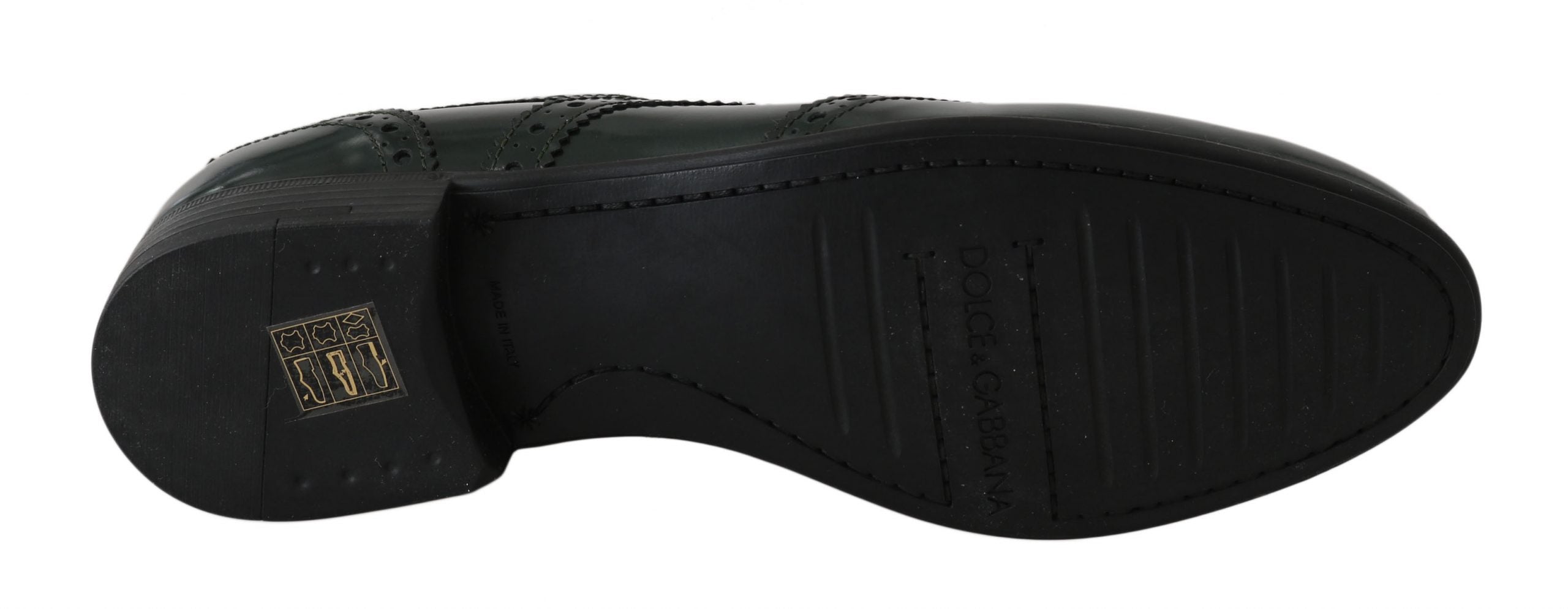 Dolce & Gabbana Green Leather Broque Oxford Wingtip Women's Shoes