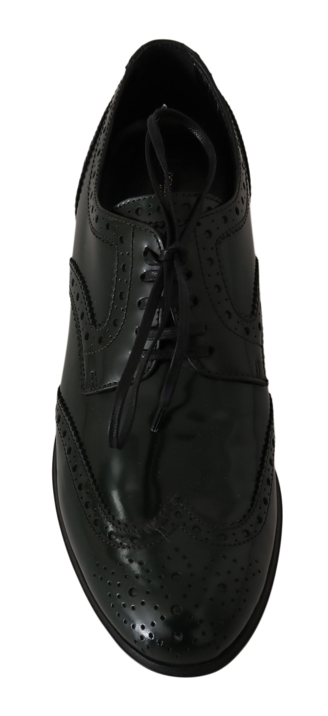 Dolce & Gabbana Green Leather Broque Oxford Wingtip Women's Shoes