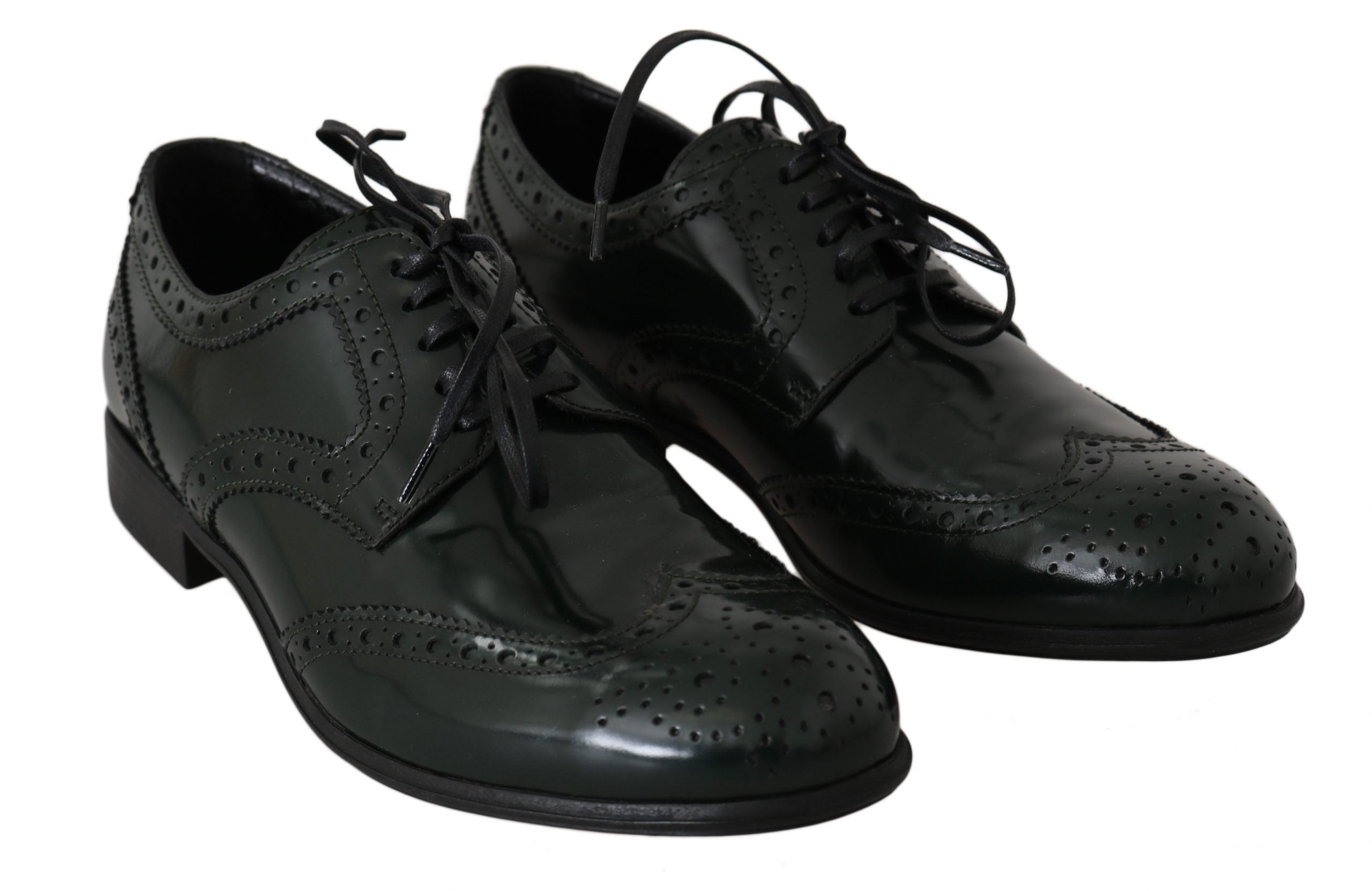 Dolce & Gabbana Green Leather Broque Oxford Wingtip Women's Shoes