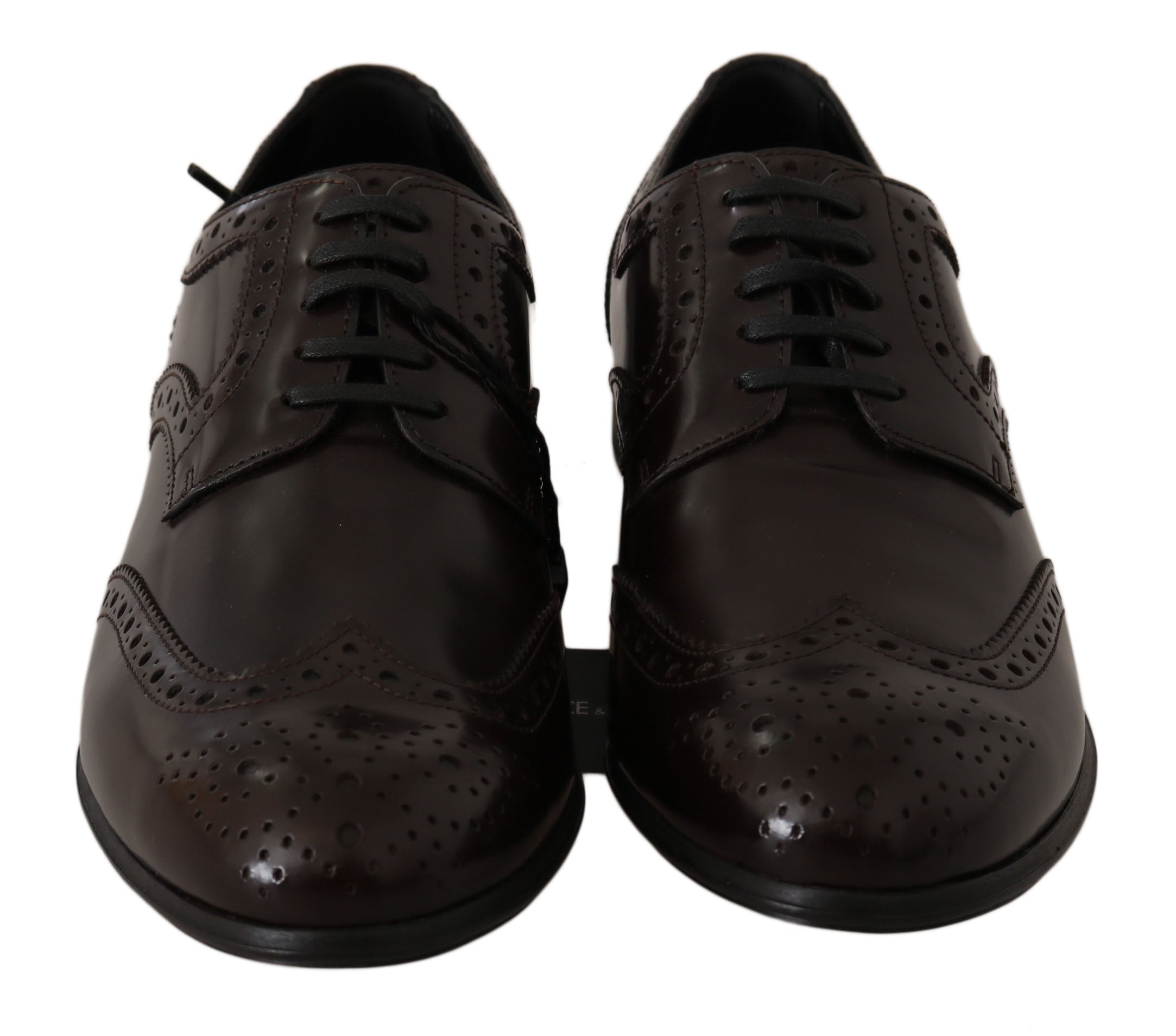 Dolce & Gabbana Brown Leather Broques Oxford Wingtip Women's Shoes