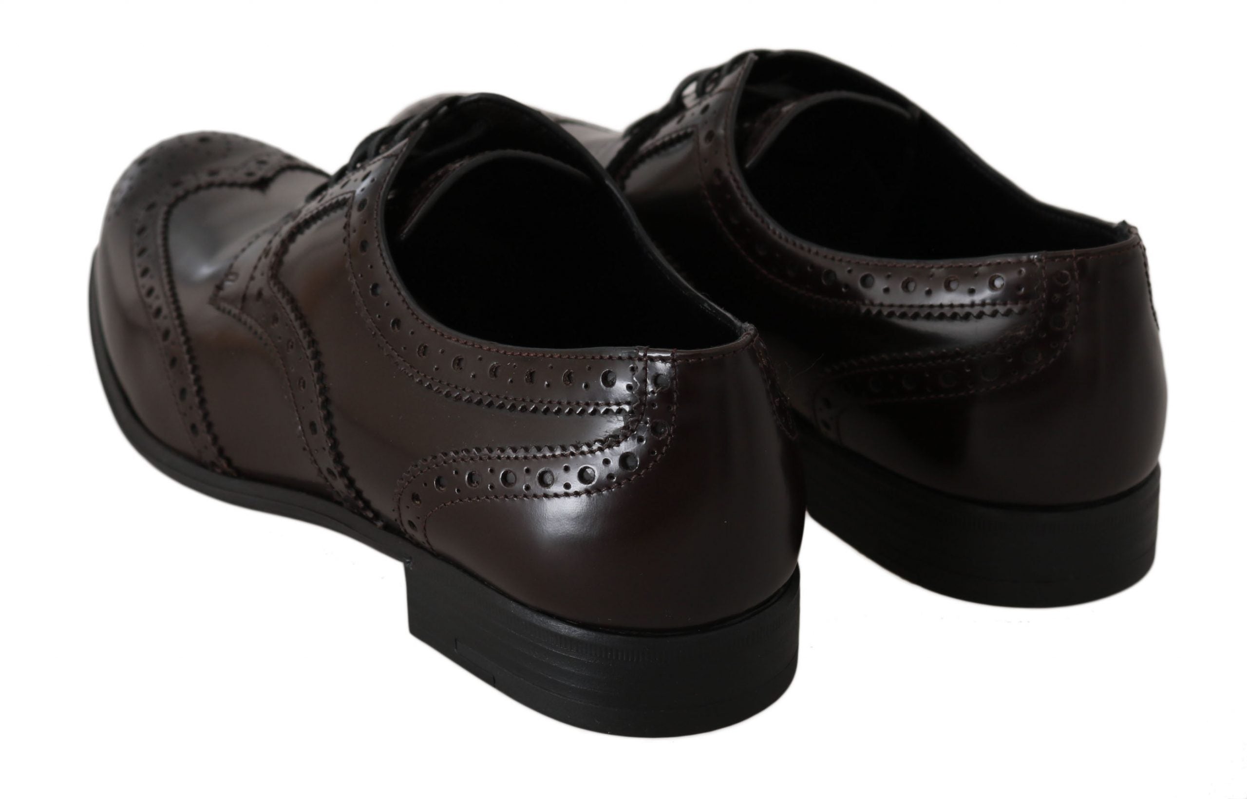 Dolce & Gabbana Brown Leather Broques Oxford Wingtip Women's Shoes