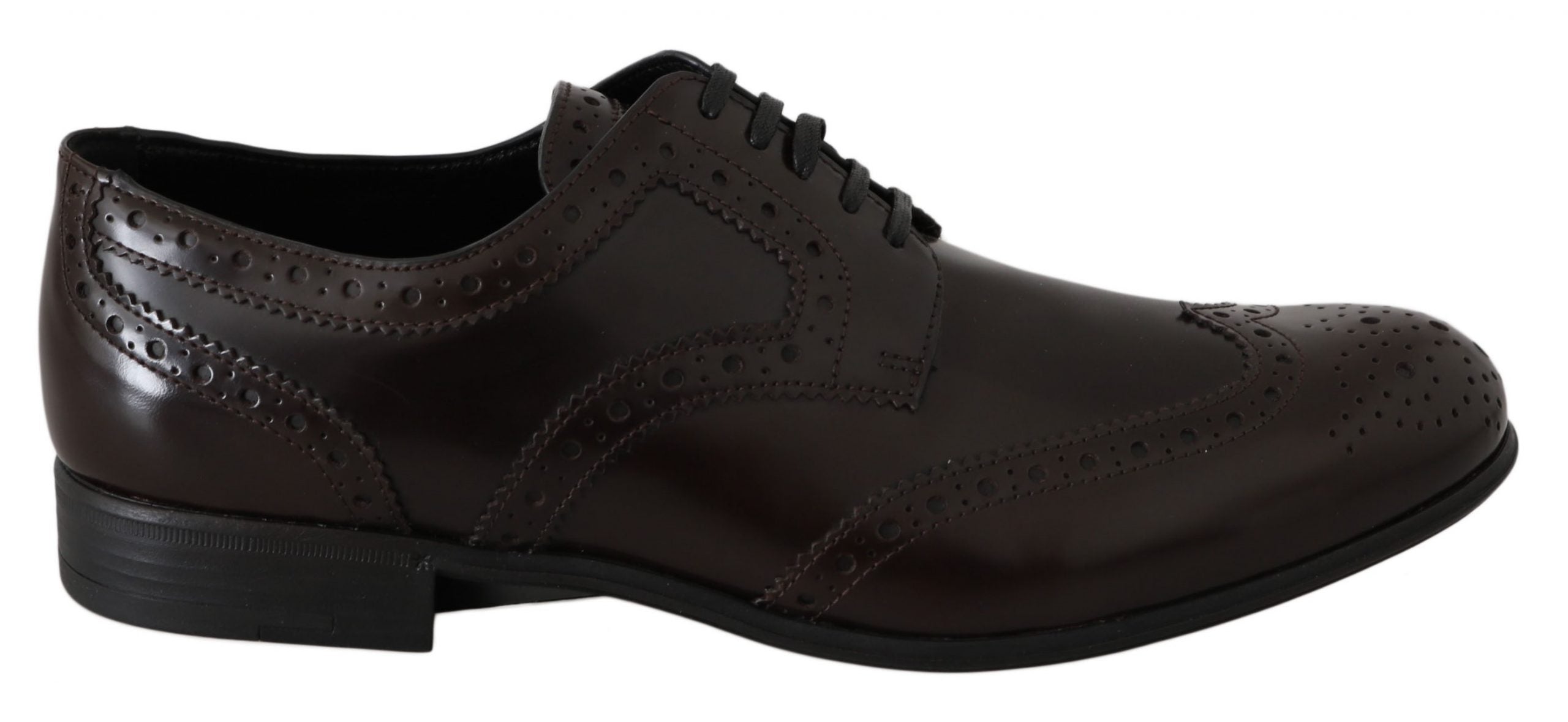Dolce & Gabbana Brown Leather Broques Oxford Wingtip Women's Shoes