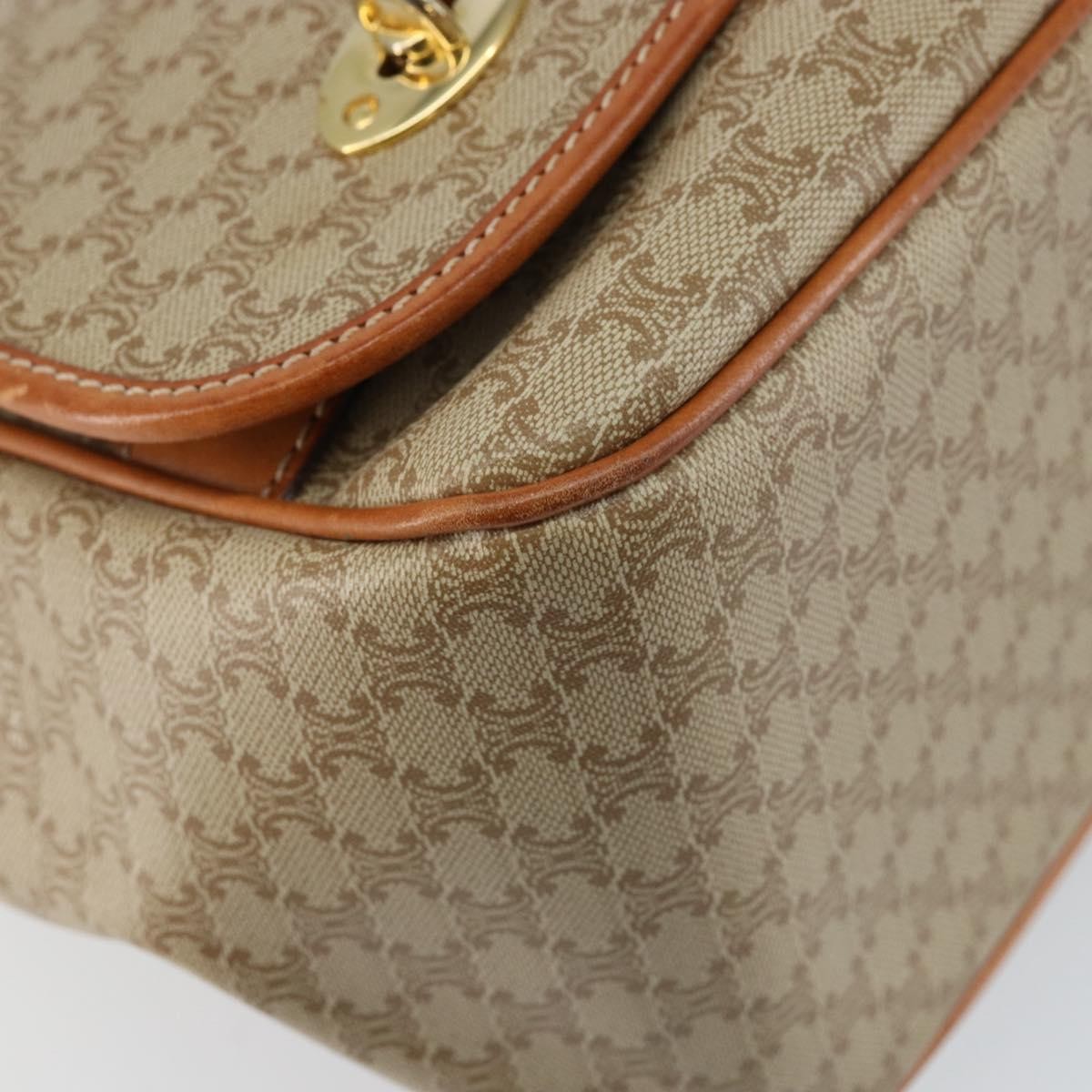 Celine Macadam Shoulder Pvc Leather Beige Canvas Bag (Pre-Owned)