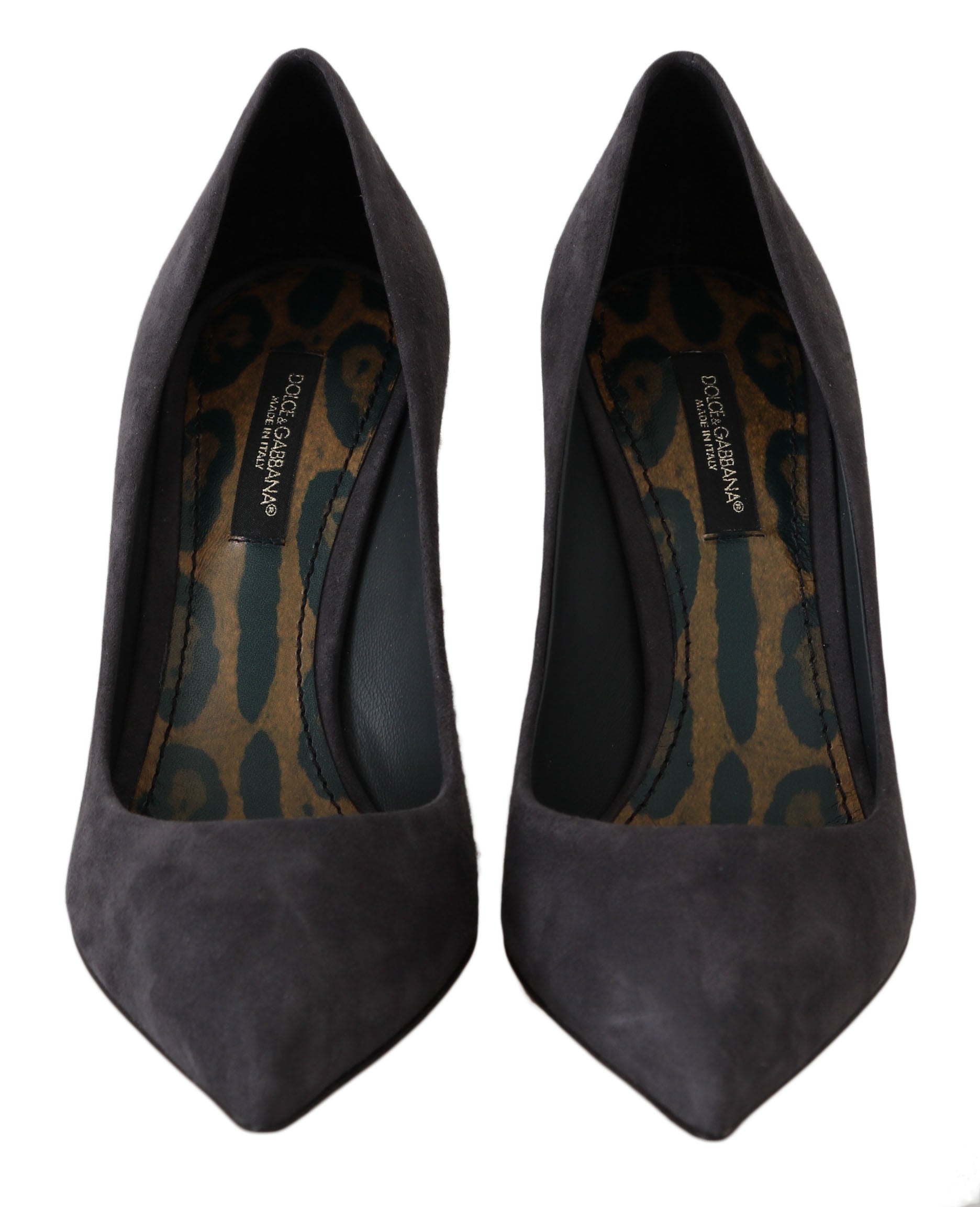 Dolce & Gabbana Gray Suede Leather Stiletto Shoes Women's Heels
