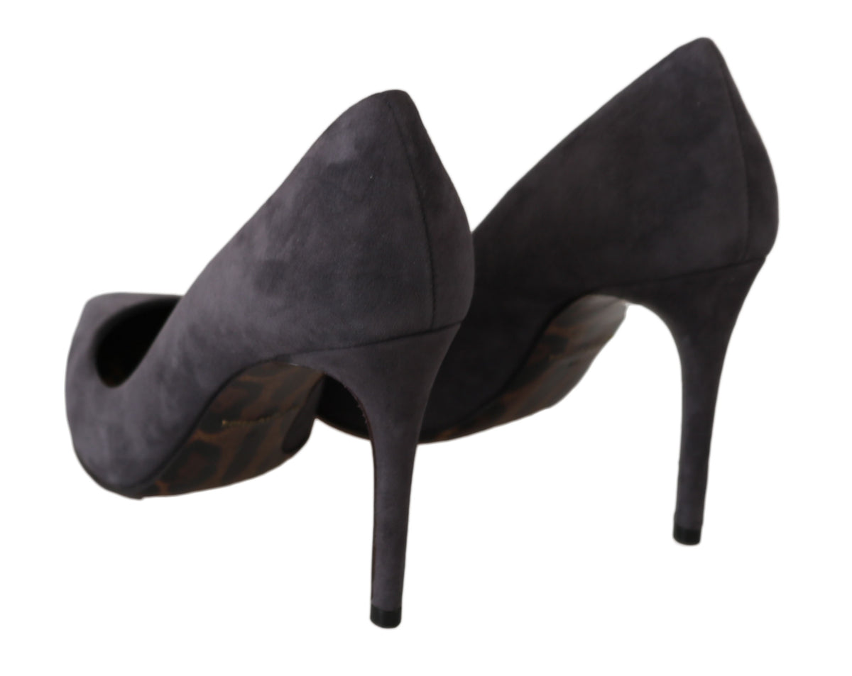 Dolce & Gabbana Gray Suede Leather Stiletto Shoes Women's Heels