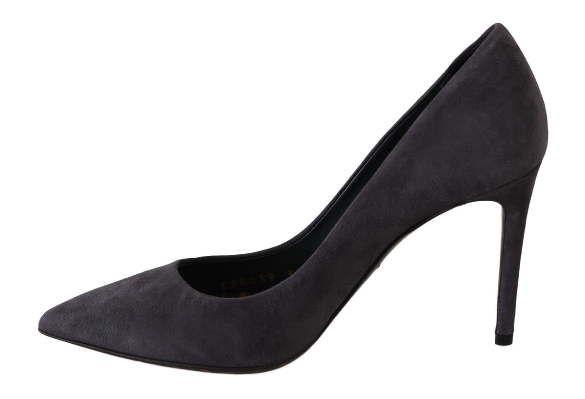 Dolce & Gabbana Gray Suede Leather Stiletto Shoes Women's Heels