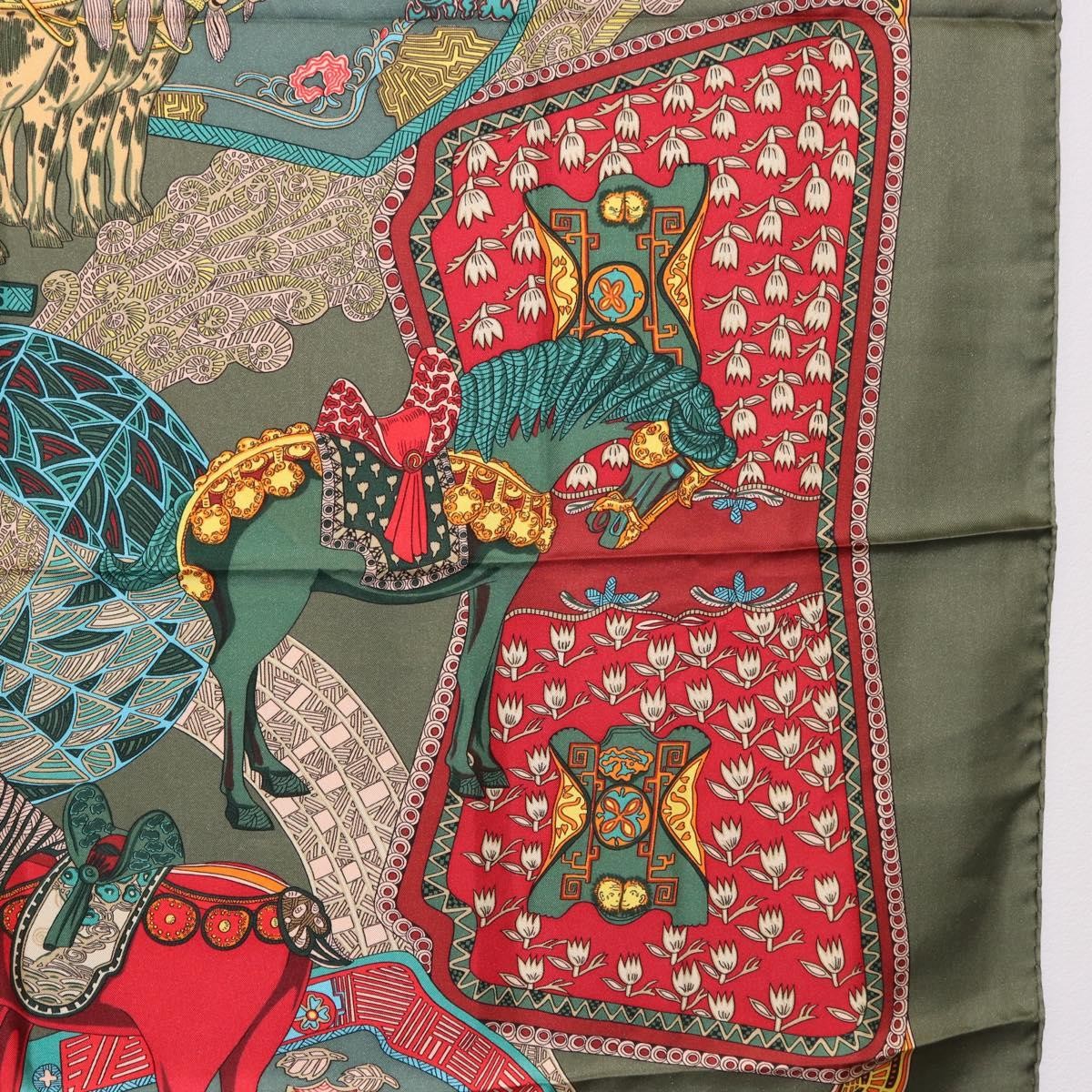 Hermes Carré 90 Silk Multicolor Khaki Silk Scarve & Shawl Accessory (Pre-Owned)