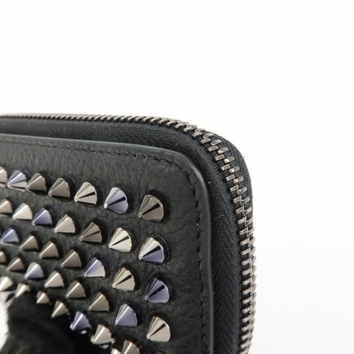 Christian Louboutin Panettone Coin Purse Spiked Leather Black Leather Wallets Accessory (Pre-Owned)