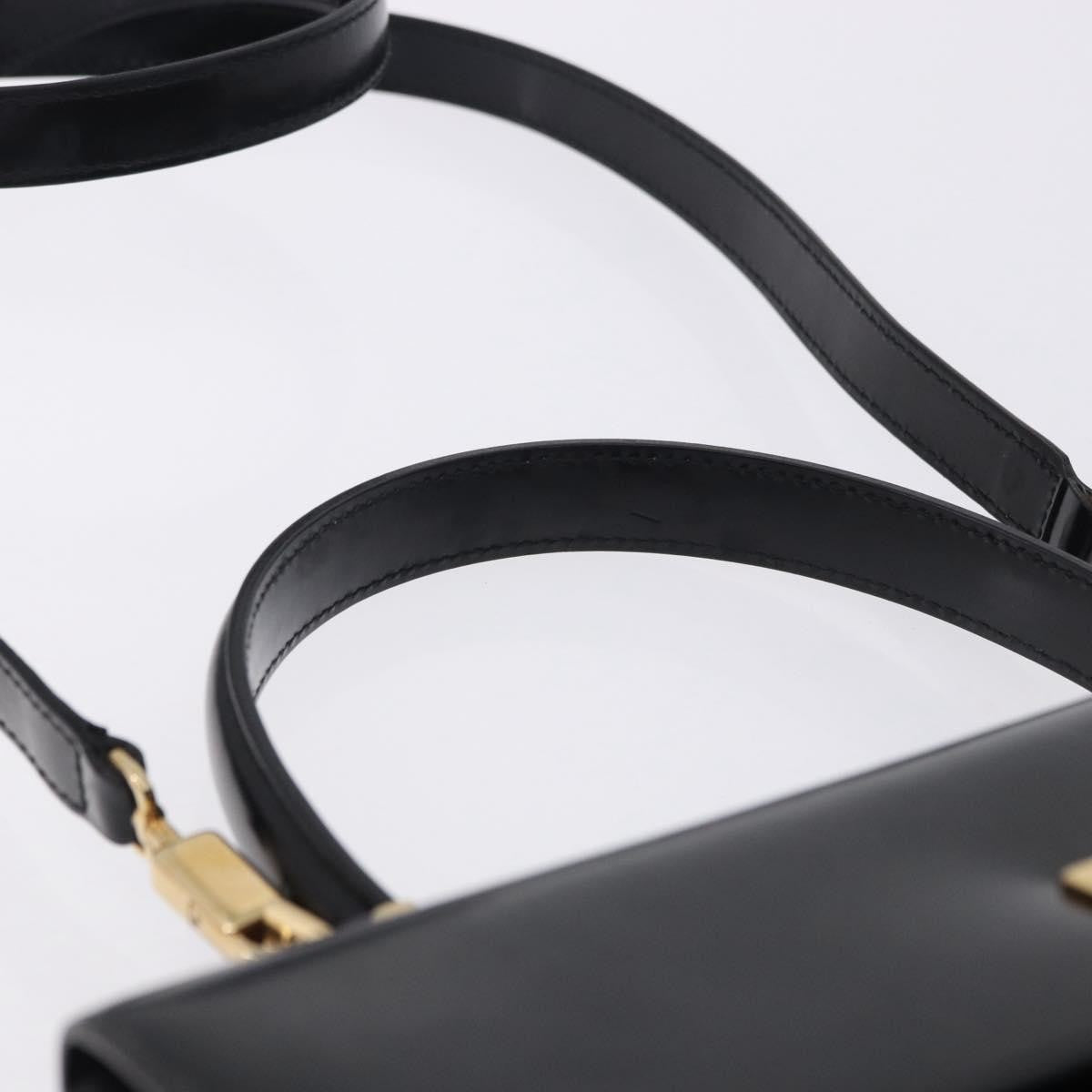 Salvatore Ferragamo Gancini Top Handle Leather Black Patent_Leather Handbag (Pre-Owned)