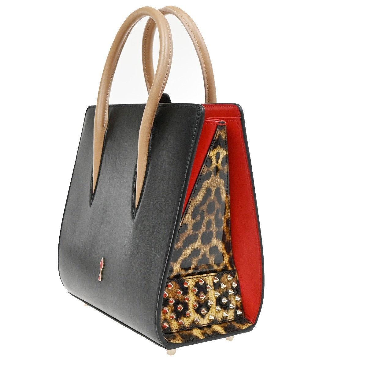 Christian Louboutin Paloma Tote Leather Black Patent_Leather Handbag (Pre-Owned)