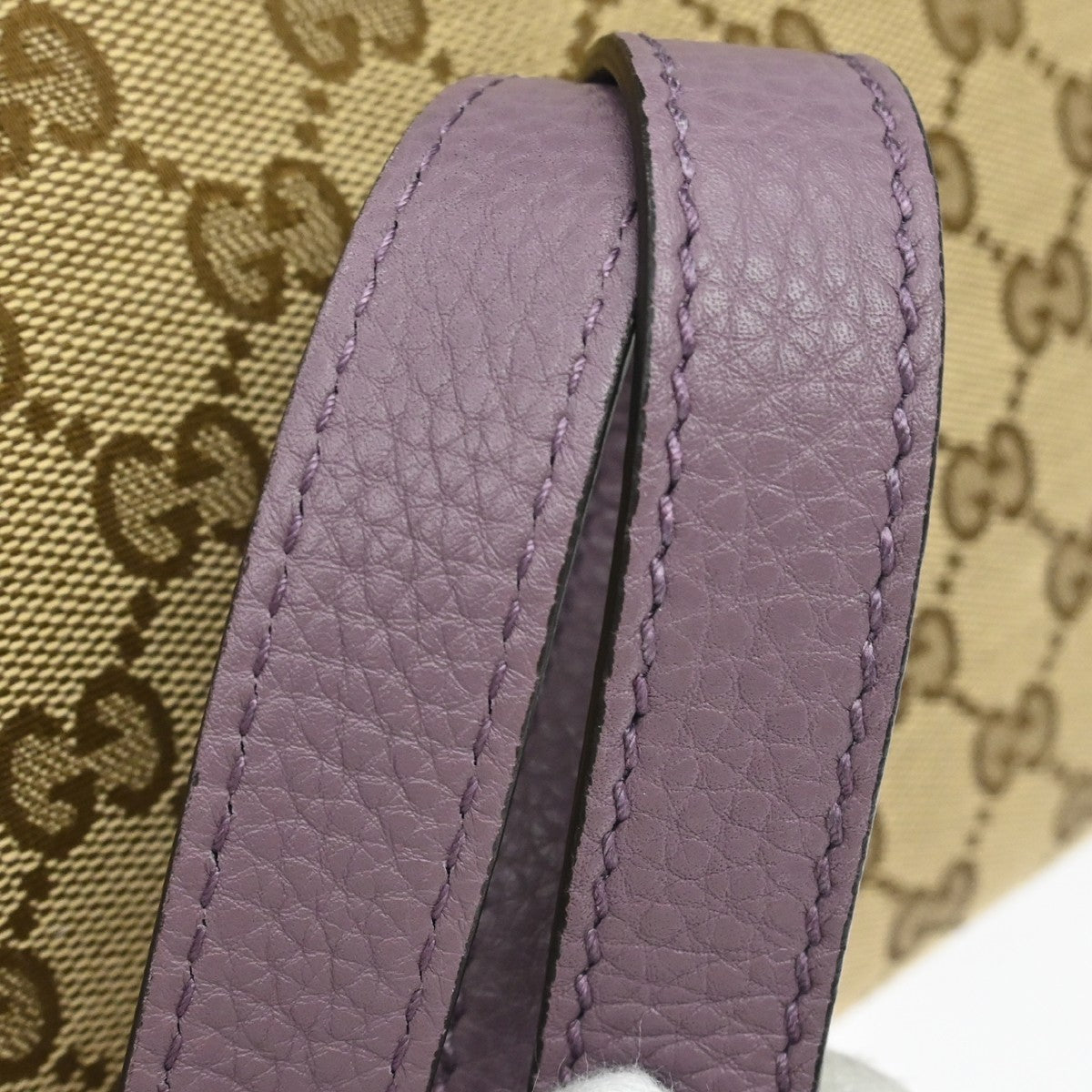 Gucci Miss Gg Tote Gg Canvas With Leather Beige Canvas Handbag (Pre-Owned)