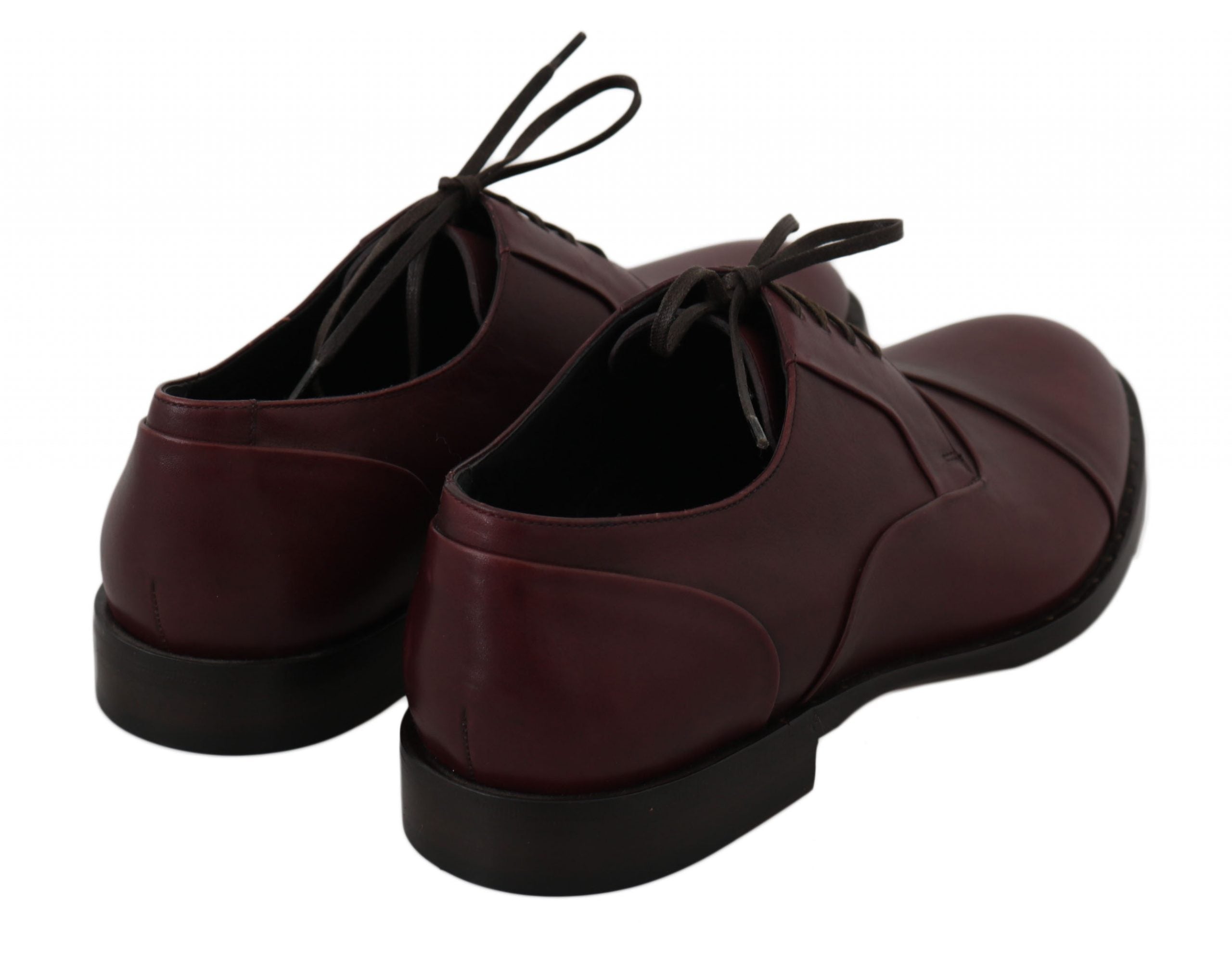 Dolce & Gabbana Red Bordeaux Leather Derby Formal Men's Shoes