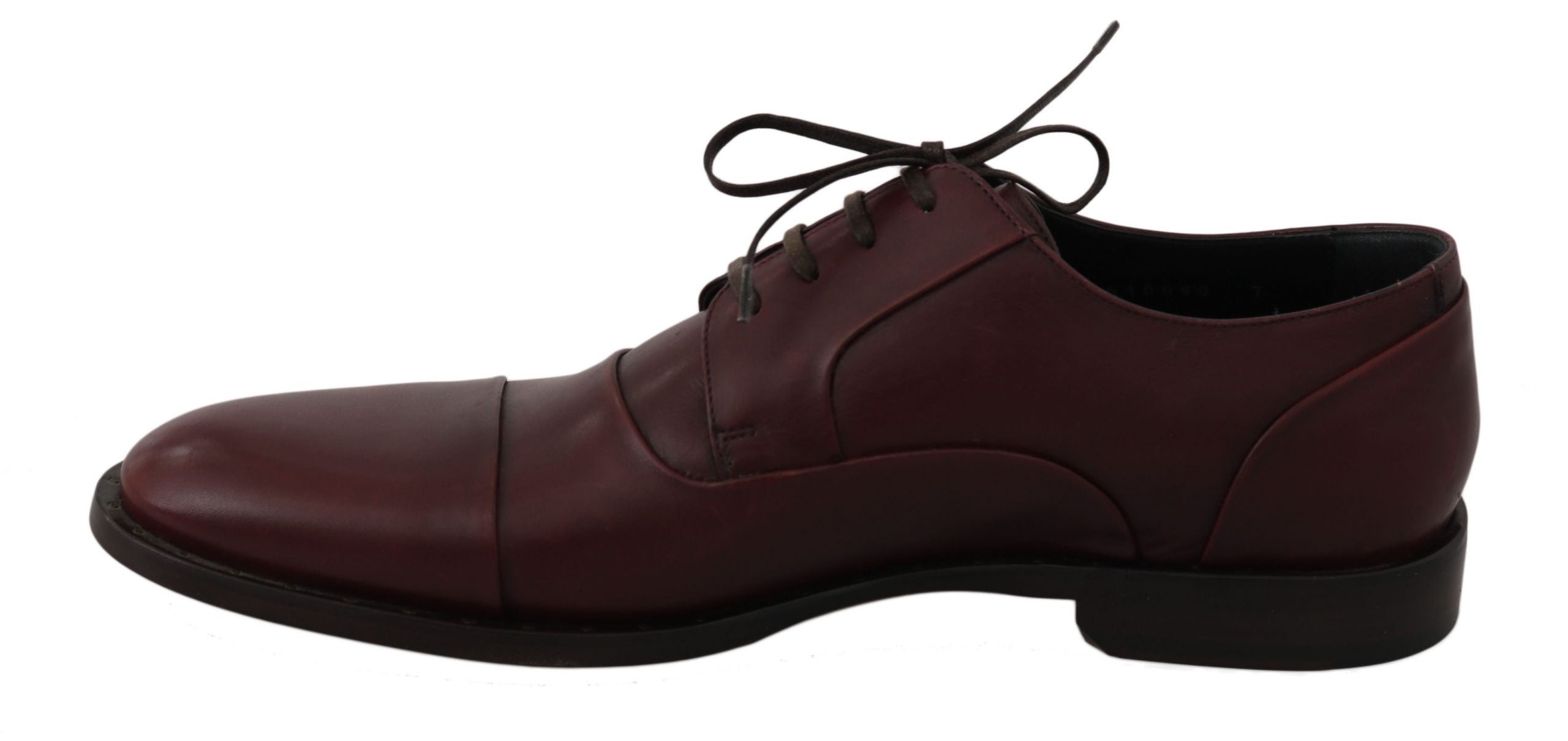 Dolce & Gabbana Red Bordeaux Leather Derby Formal Men's Shoes
