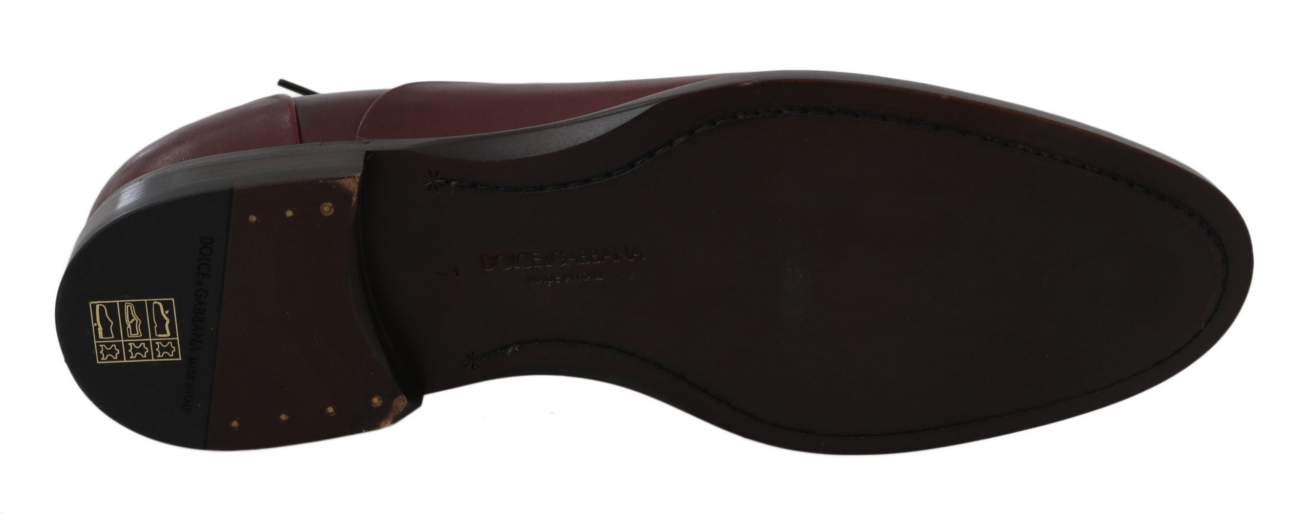 Dolce & Gabbana Red Bordeaux Leather Derby Formal Men's Shoes