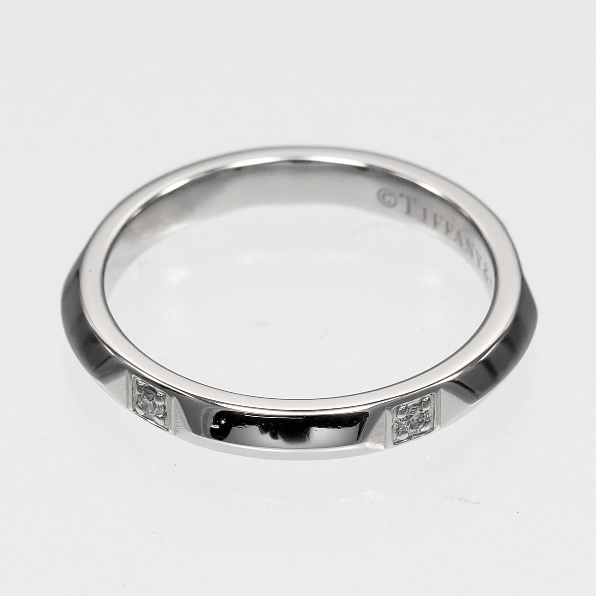 Tiffany & Co. True Band 18K Yellow Gold With Diamonds Silver Platinum Ring Jewelry (Pre-Owned)
