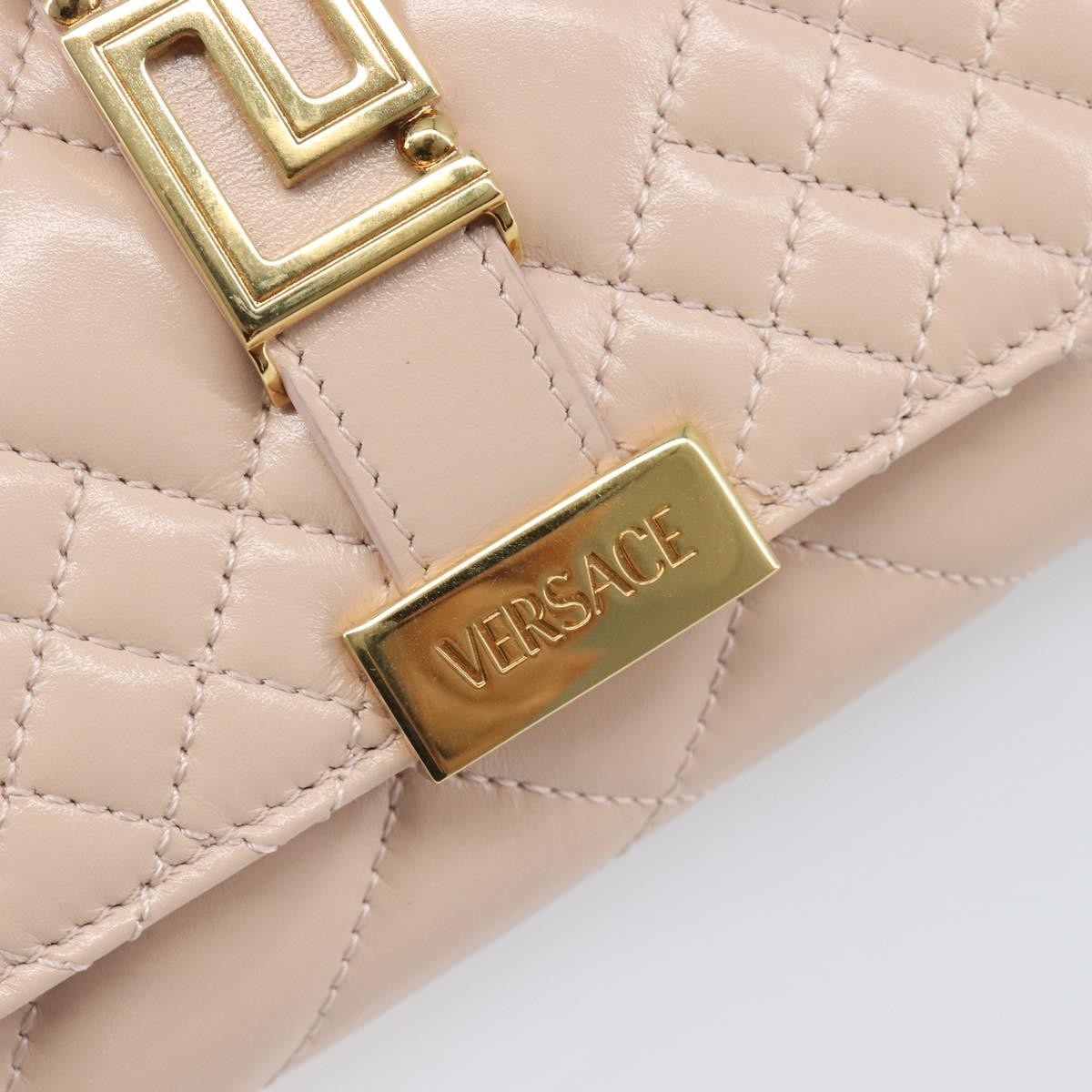 Versace Greca Goddess Convertible Clutch Leather Pink Leather Shoulder Bag Bag (Pre-Owned)