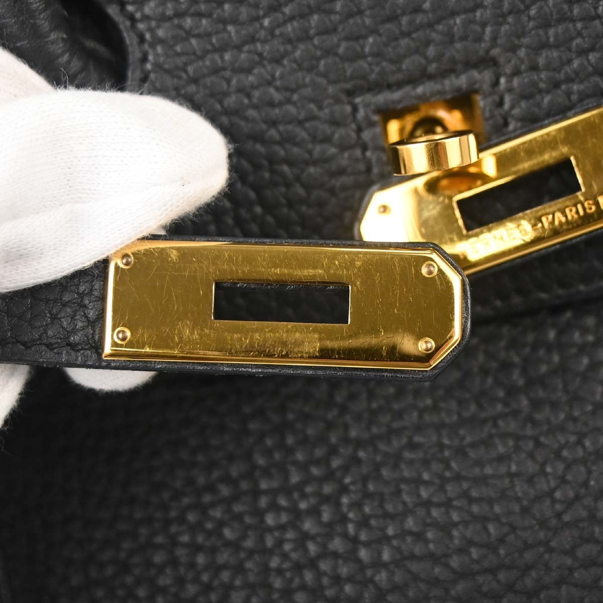 Hermes Birkin Black Togo With Gold Hardware Black Calfskin Handbag (Pre-Owned)