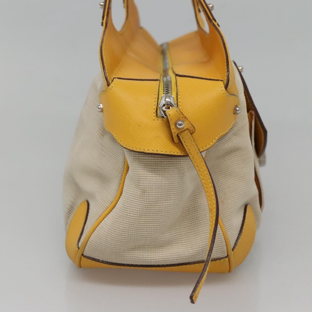 Salvatore Ferragamo Gancini Canvas And Leather Yellow Canvas Handbag (Pre-Owned)