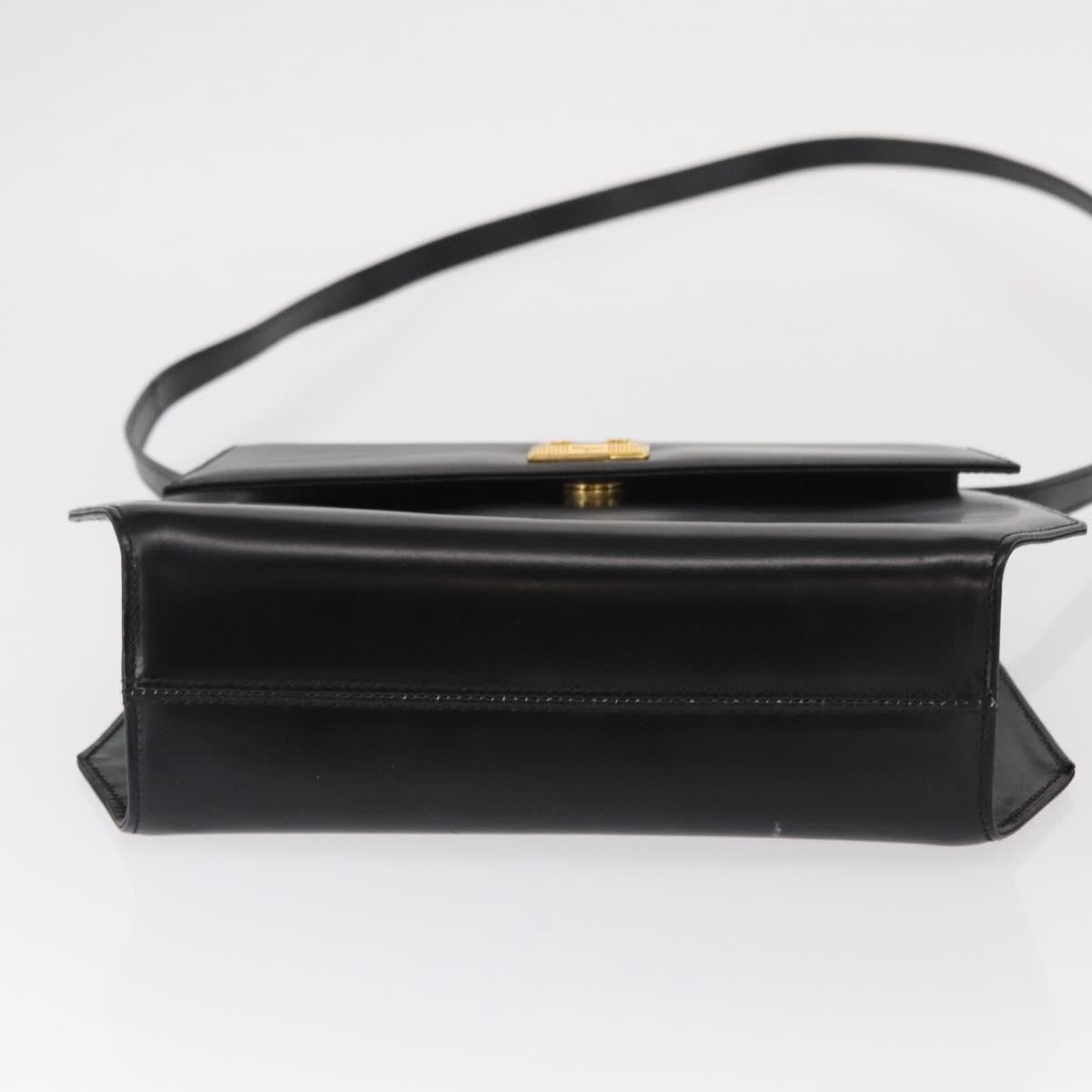 Salvatore Ferragamo Gancini Leather Black Leather Shoulder Bag Bag (Pre-Owned)