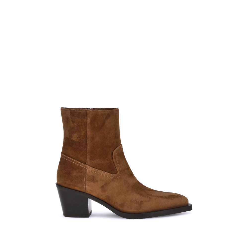 Stuart Weitzman Brown Calf Leather Bos Taurus Ankle Women's Boots