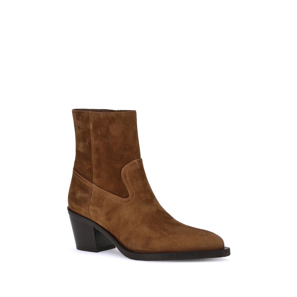 Stuart Weitzman Brown Calf Leather Bos Taurus Ankle Women's Boots