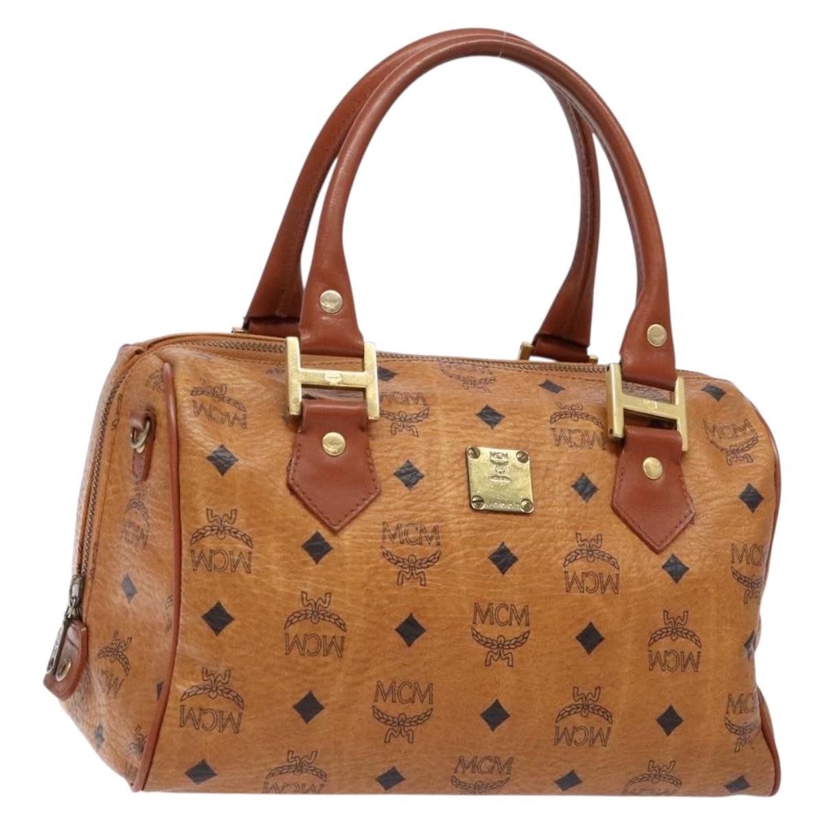 MCM Visetos Logogramme Canvas And Leather Brown Pvc Handbag (Pre-Owned)