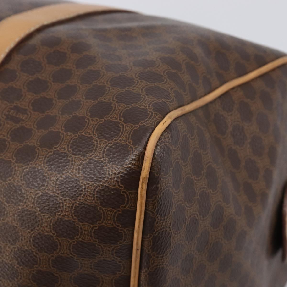Celine Vintage Duffle Macadam Coated Canvas Brown Canvas Handbag (Pre-Owned)