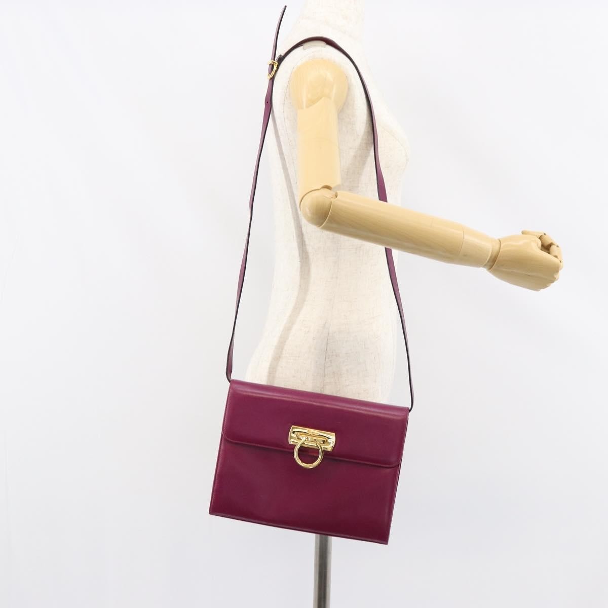 Salvatore Ferragamo Gancini Leather Purple Leather Shoulder Bag Bag (Pre-Owned)