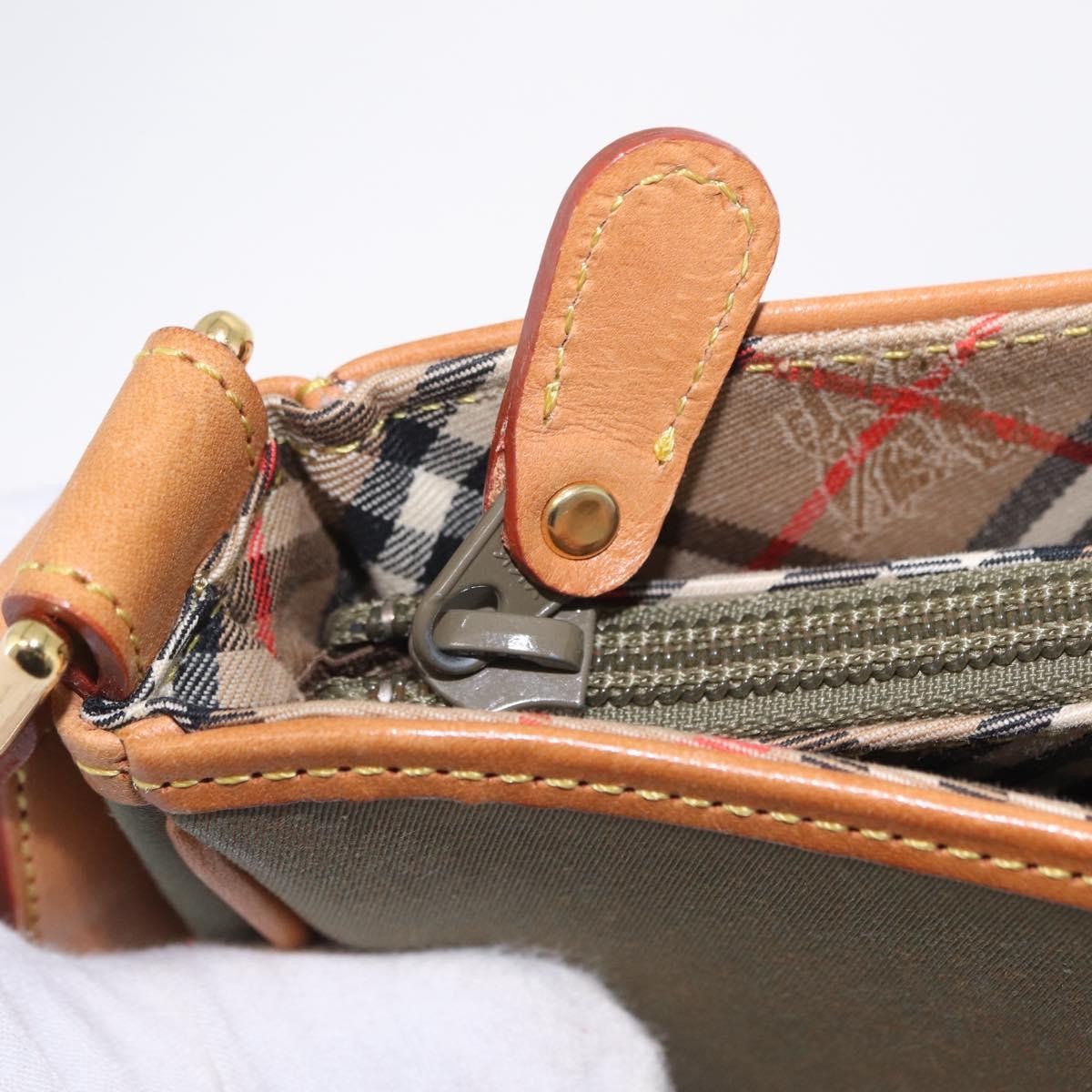 Burberry Shoulder Bag Nova Check Coated Canvas Khaki Canvas Shoulder Bag Bag (Pre-Owned)