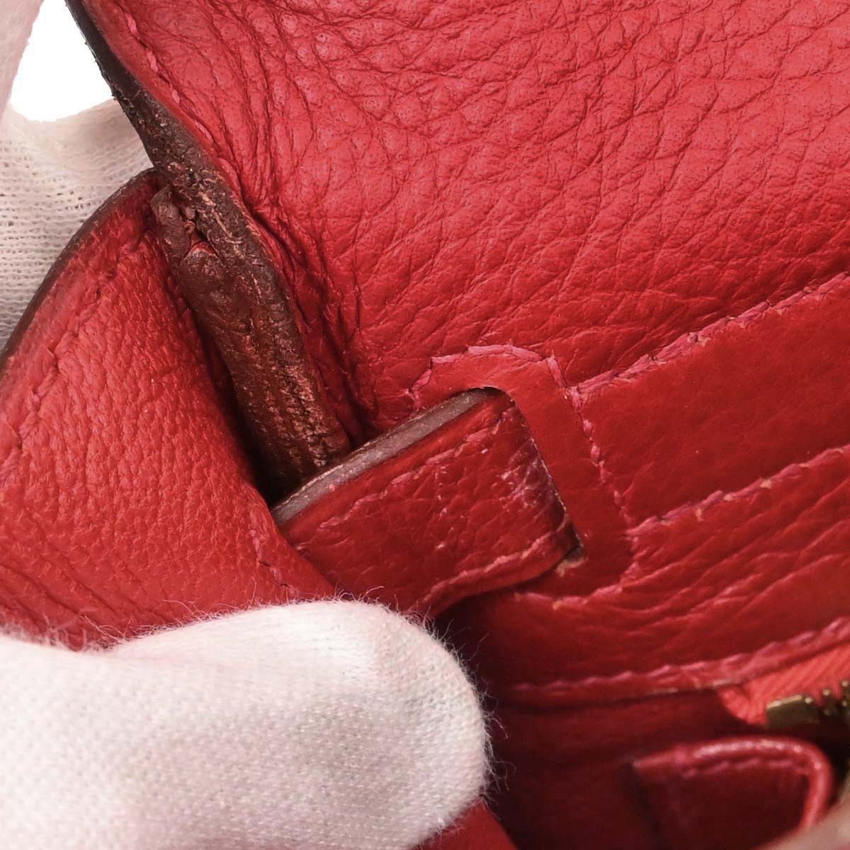 Hermes Kelly Red Togo With Gold Hardware Red Leather Handbag (Pre-Owned)