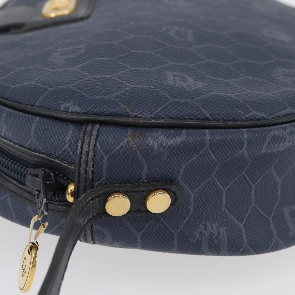 Christian Dior Vintage Honeycomb Canvas Navy Canvas Shoulder Bag Bag (Pre-Owned)