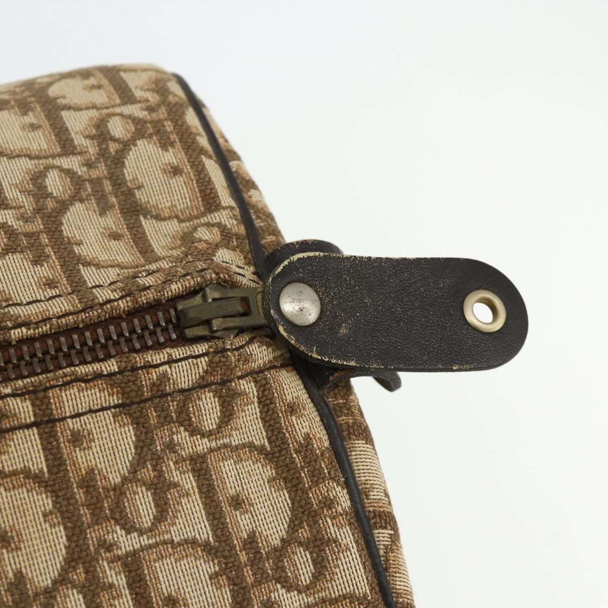 Christian Dior Vintage Trotter Boston Diorissimo Canvas Beige Canvas Handbag (Pre-Owned)