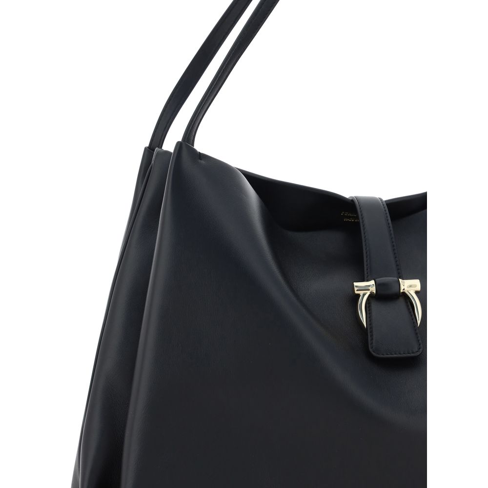 Ferragamo Black Calf Leather Bos Taurus Women's Handbag