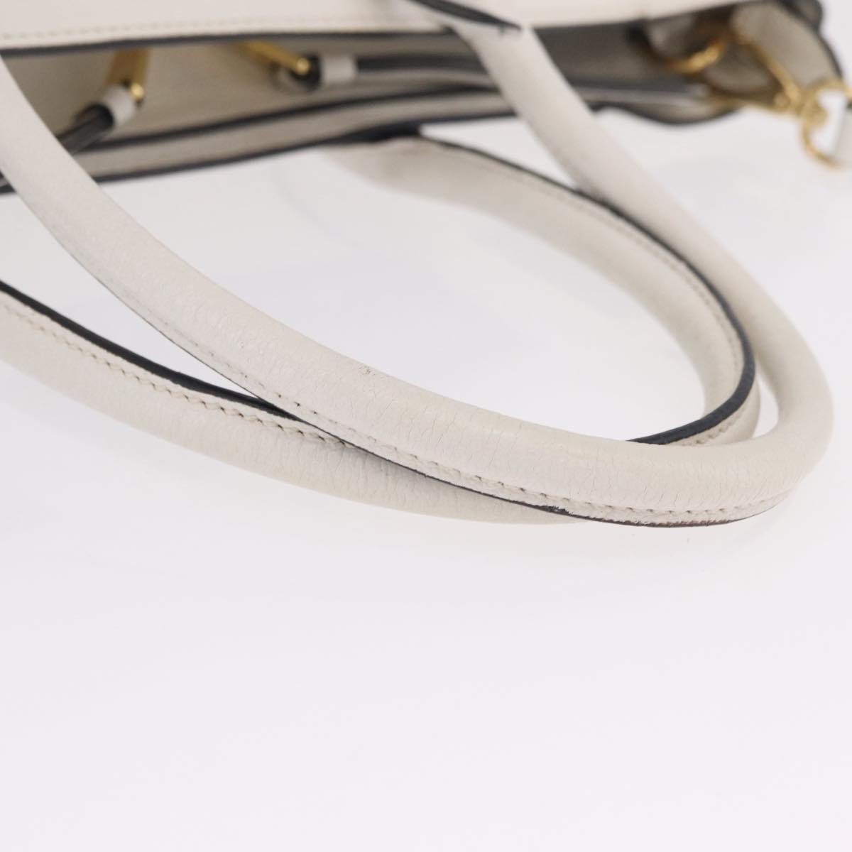 Miu Miu Madras Front Zip Leather White Leather Tote Bag Bag (Pre-Owned)